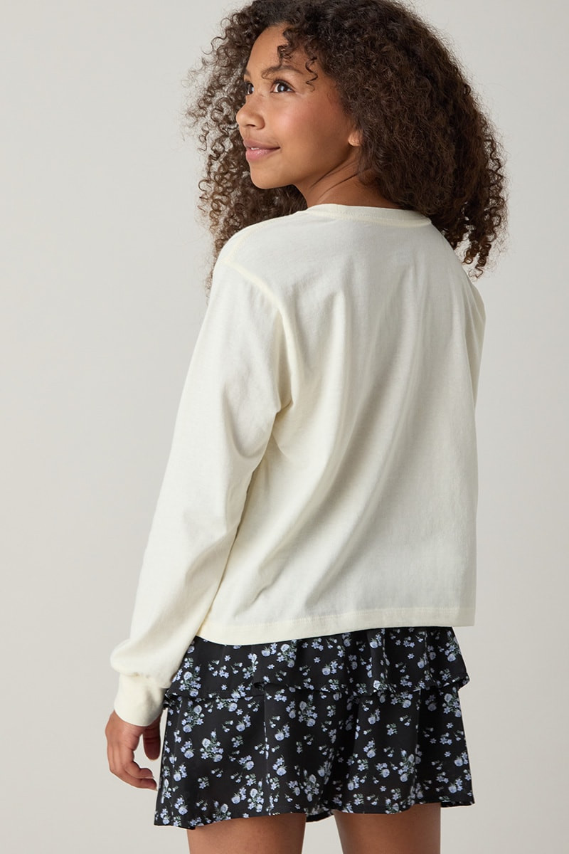 Hello Franki Angel Wing Long Sleeve Crop T for Girls