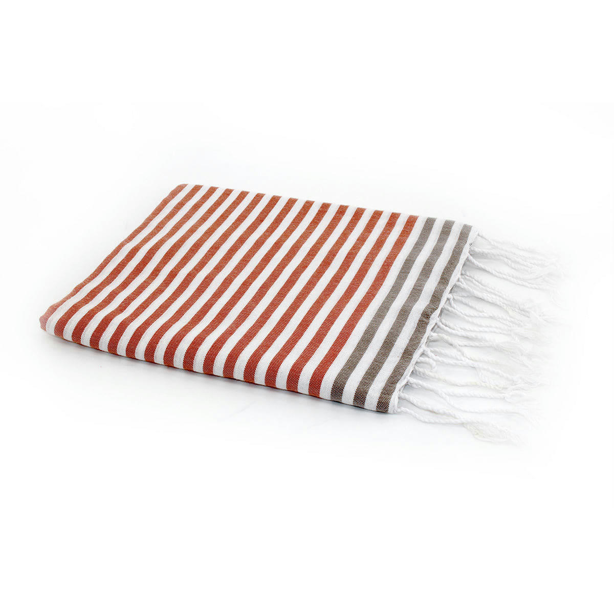 BORA BORA - Fouta coton  100x200 terracotta / taupe clair