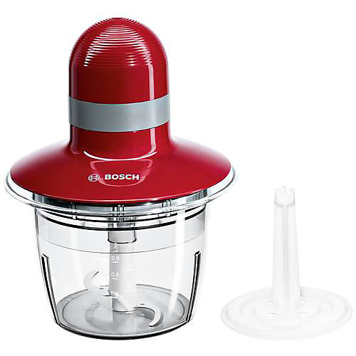 Hachoir BOSCH MMR08R2 - Rouge/Gris - 400W - Capacité 0,8L - Couteau inox - Batteur a blancs