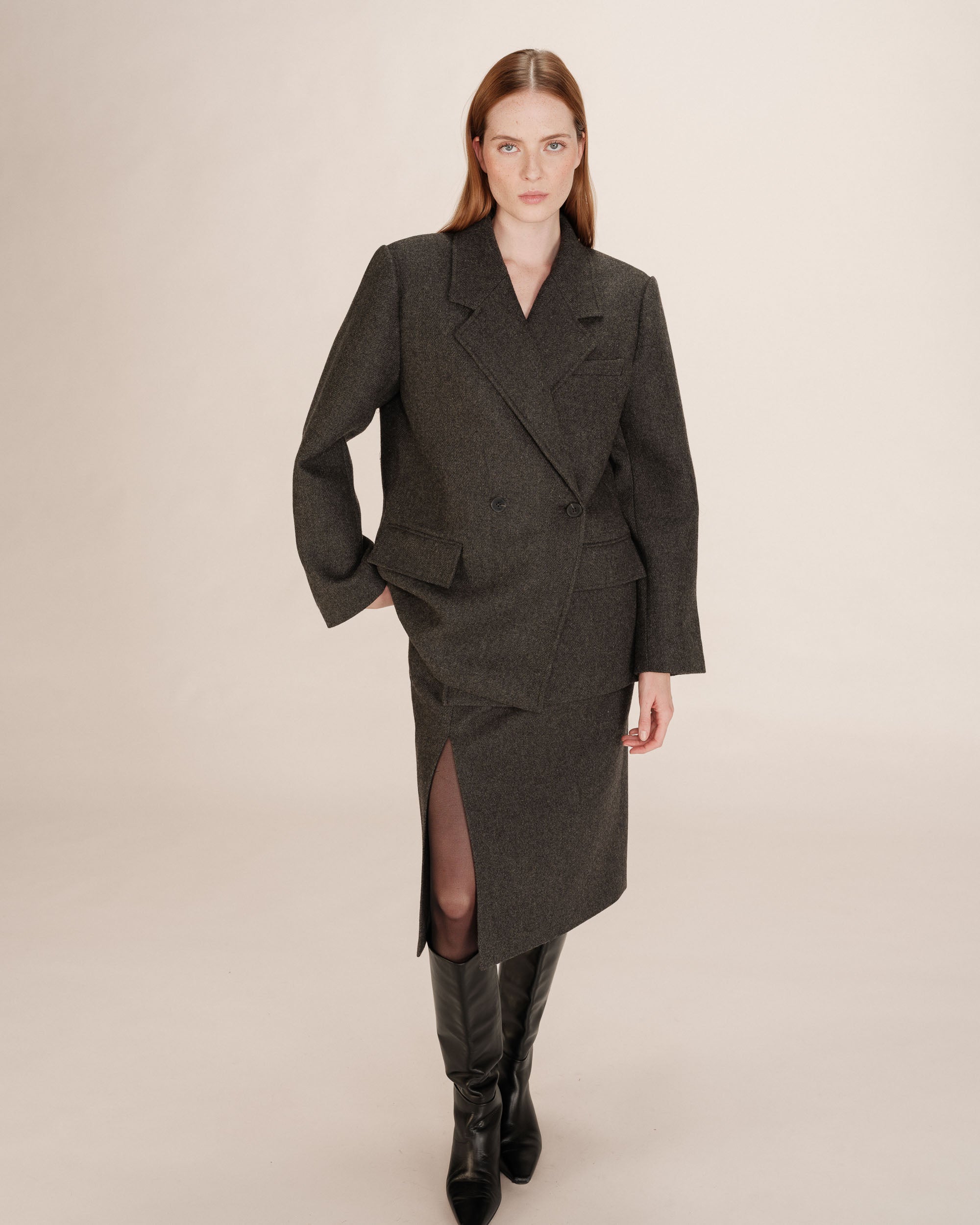 Blazer manteau laine anthracite Thomas