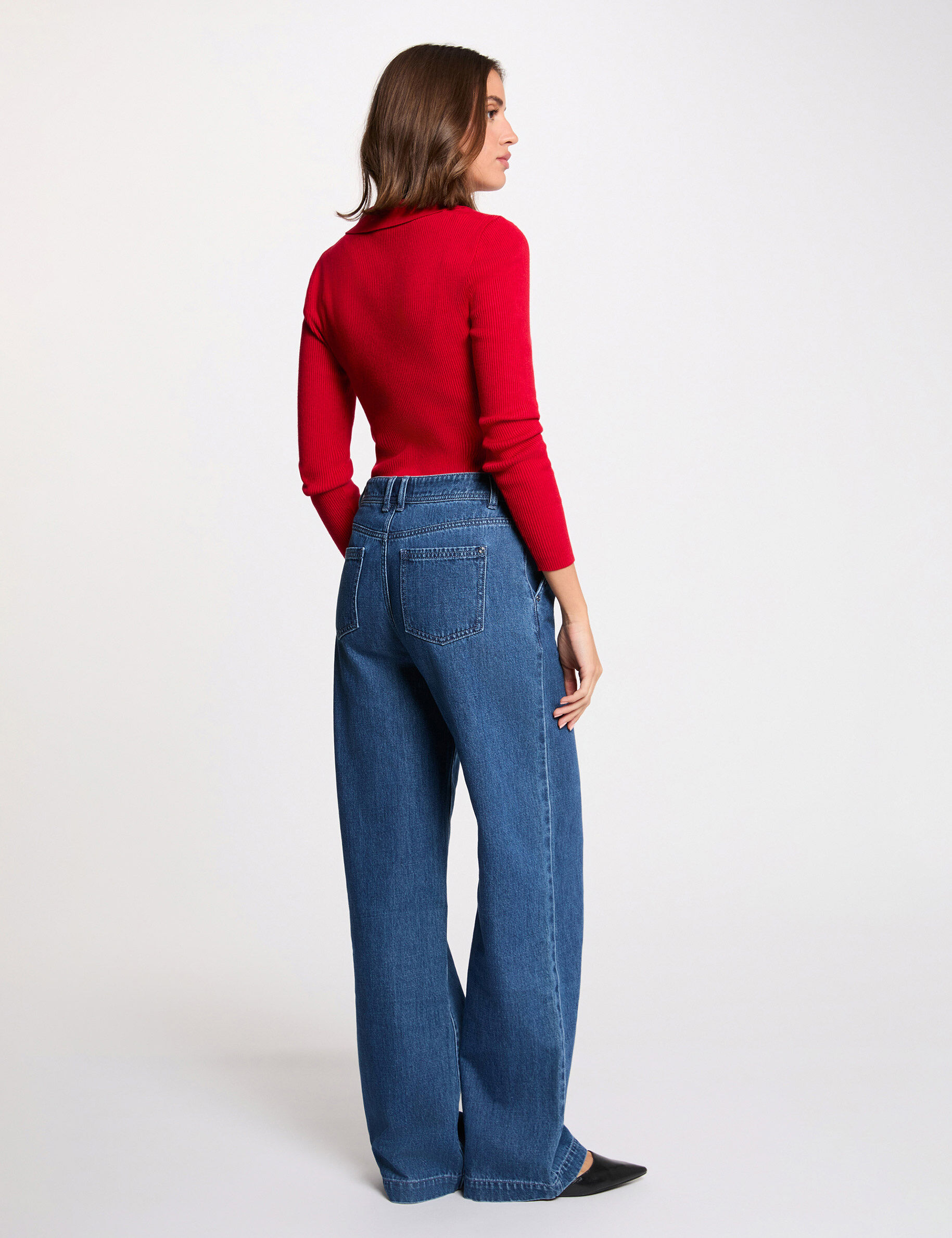 Fitted Sweater With Tailored Collar Red Women