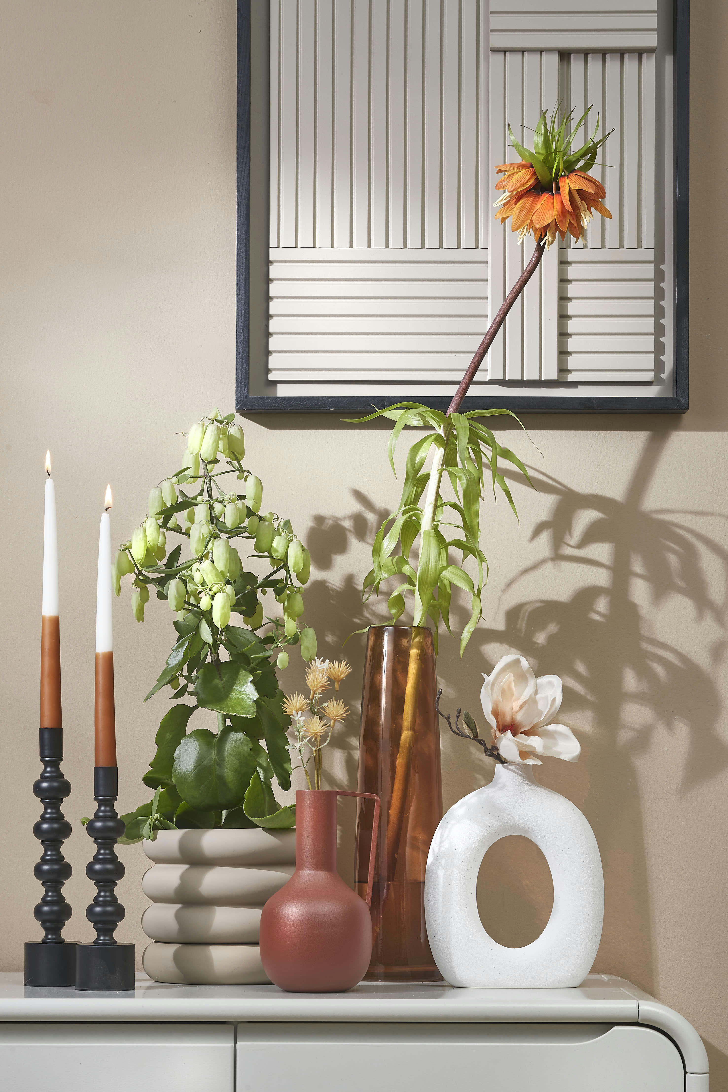 XANDRA - Vase a fleur en verre marron H37.5