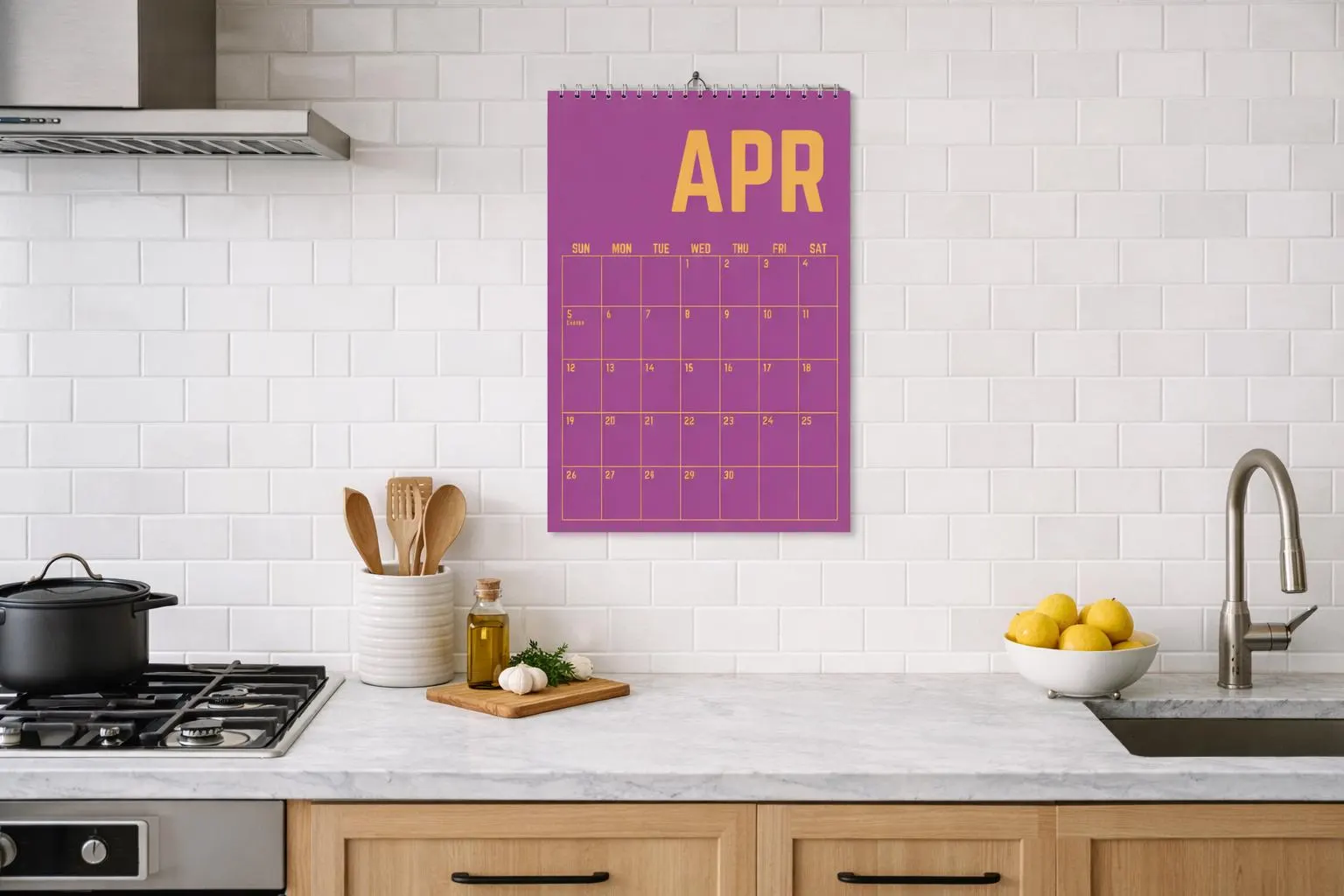 Vintage 2026, 2027 Wall Calendar, Colorful Retro Monthly Planner, Large Writing Space Hanging Calendar, Minimalist Home Office Decor Gift