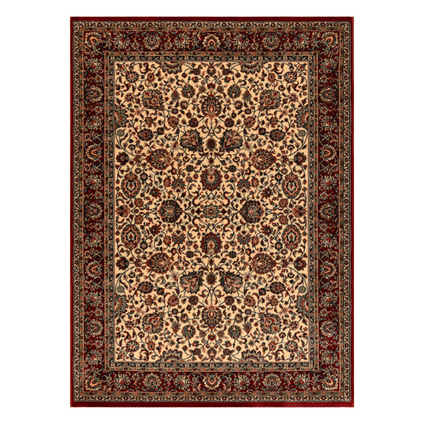 Dywan wełniany KASHQAI 4362 102 ornament beż / bordo 67x130 cm