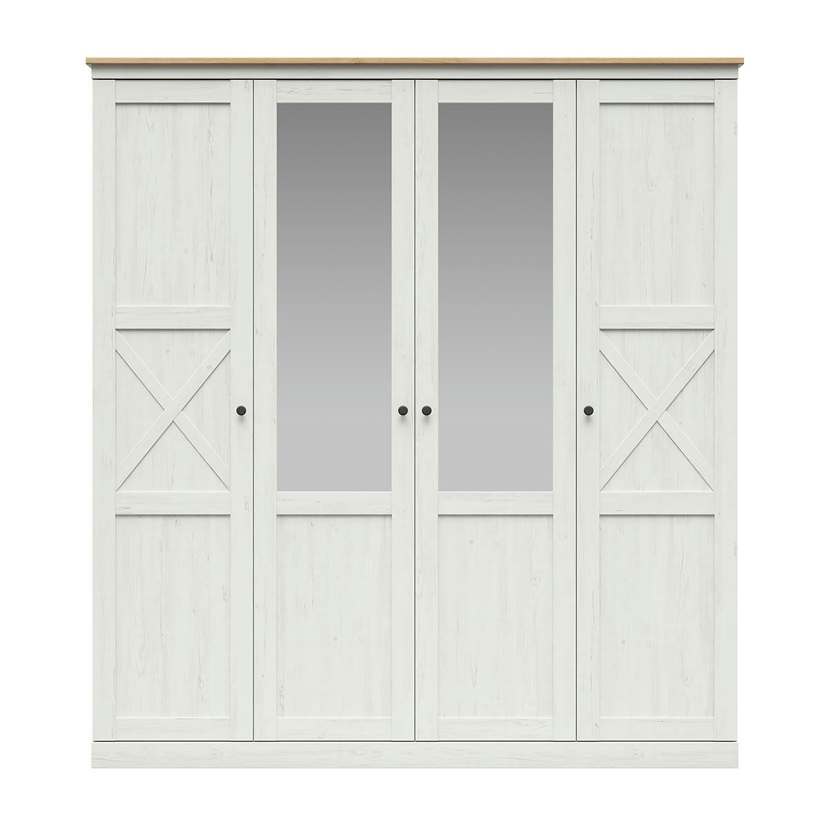 - Armoire 4 portes stratifiés blanc et naturel