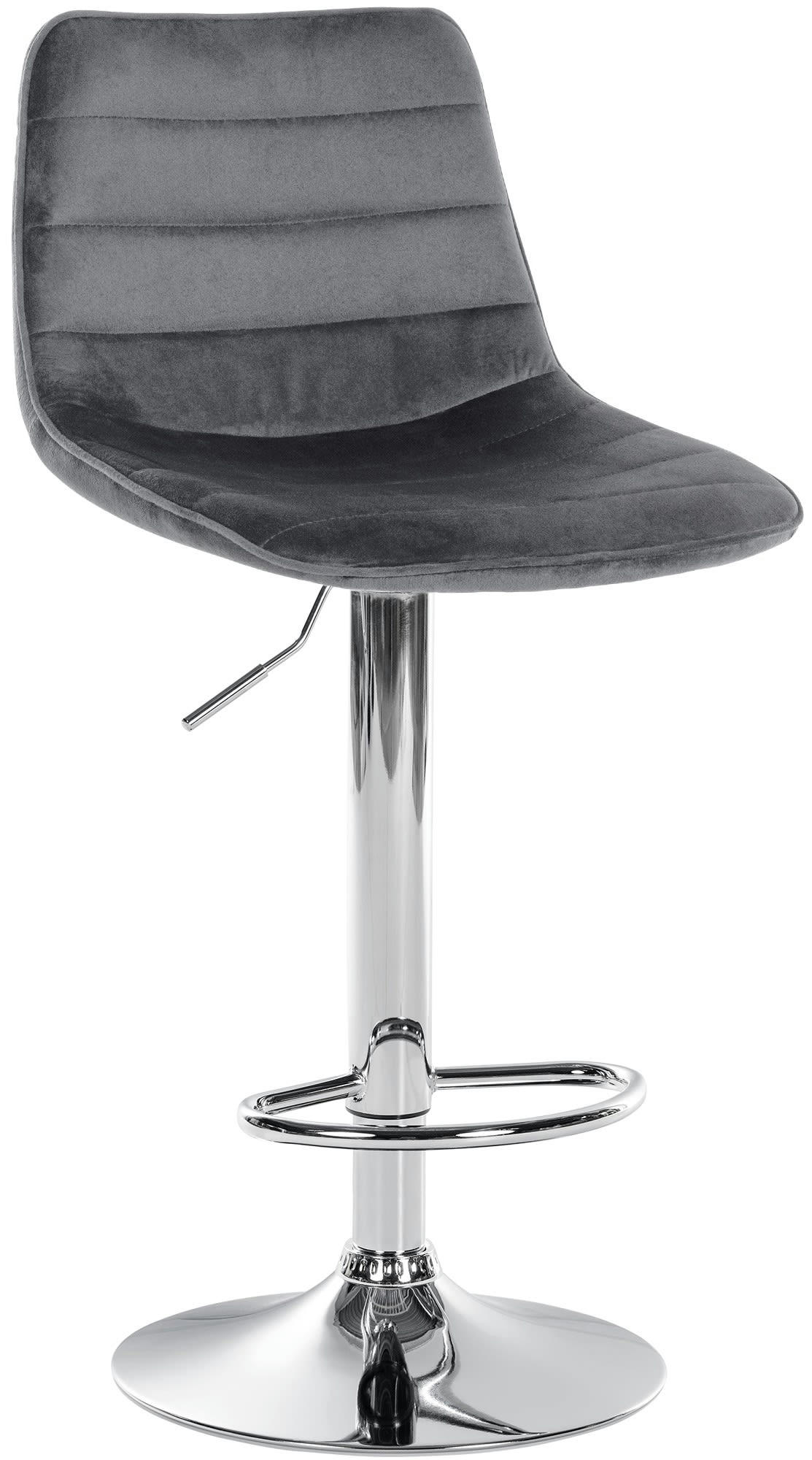 LEX - Tabouret de bar réglable pivotant en velours Gris foncé