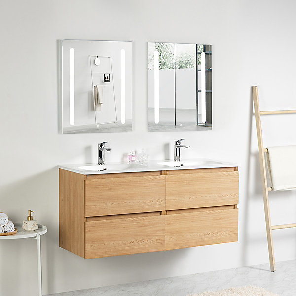 Meuble double Prémonté sous vasque Bois 120Cm SAYA - bain-bain