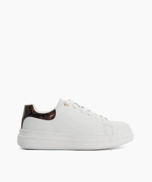 Electron White - Leather Lace-Up Platform Trainers