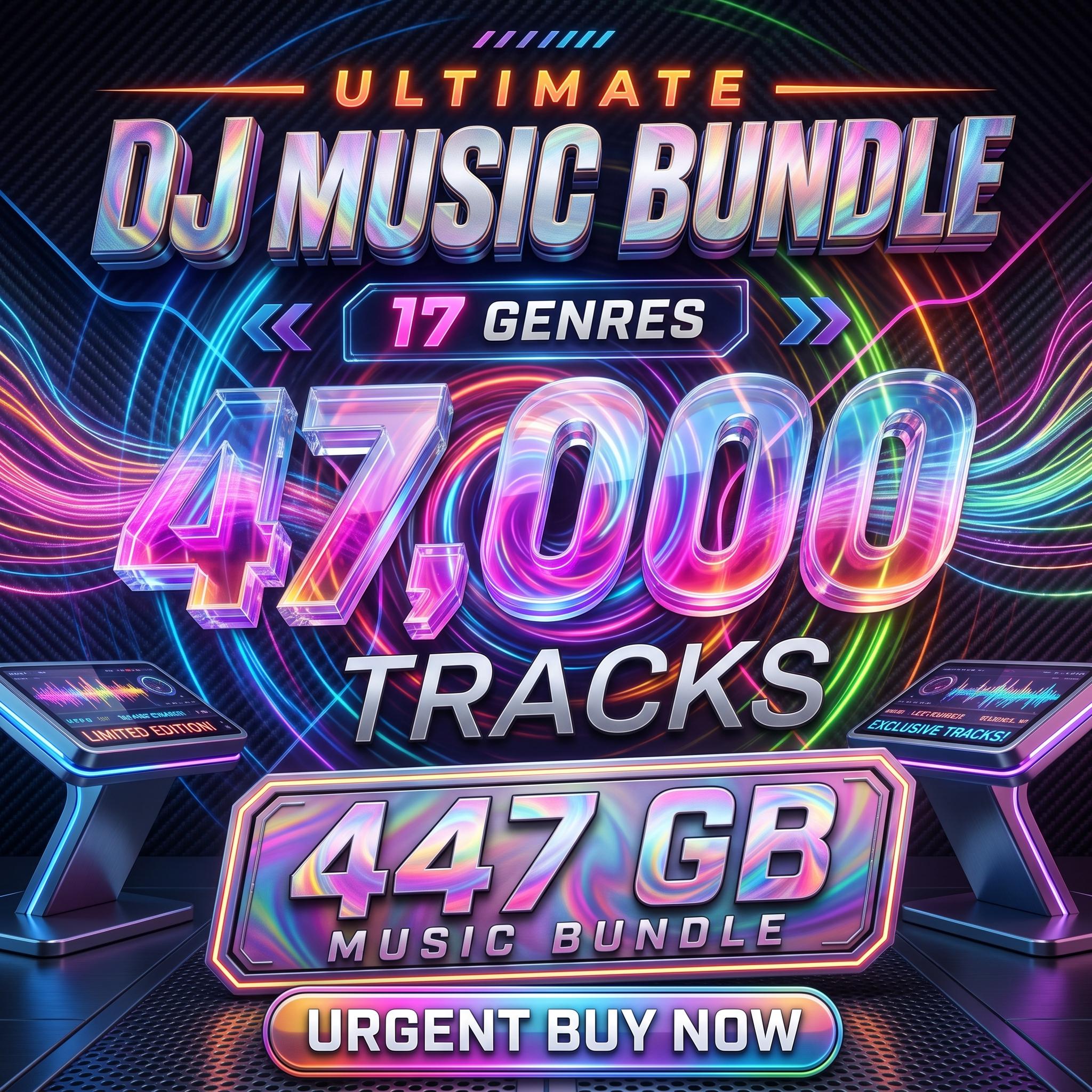 Ultimate DJ Music Bundle, 47,000 Tracks, 17 Genres, 320kbps MP3 (Digital Download)