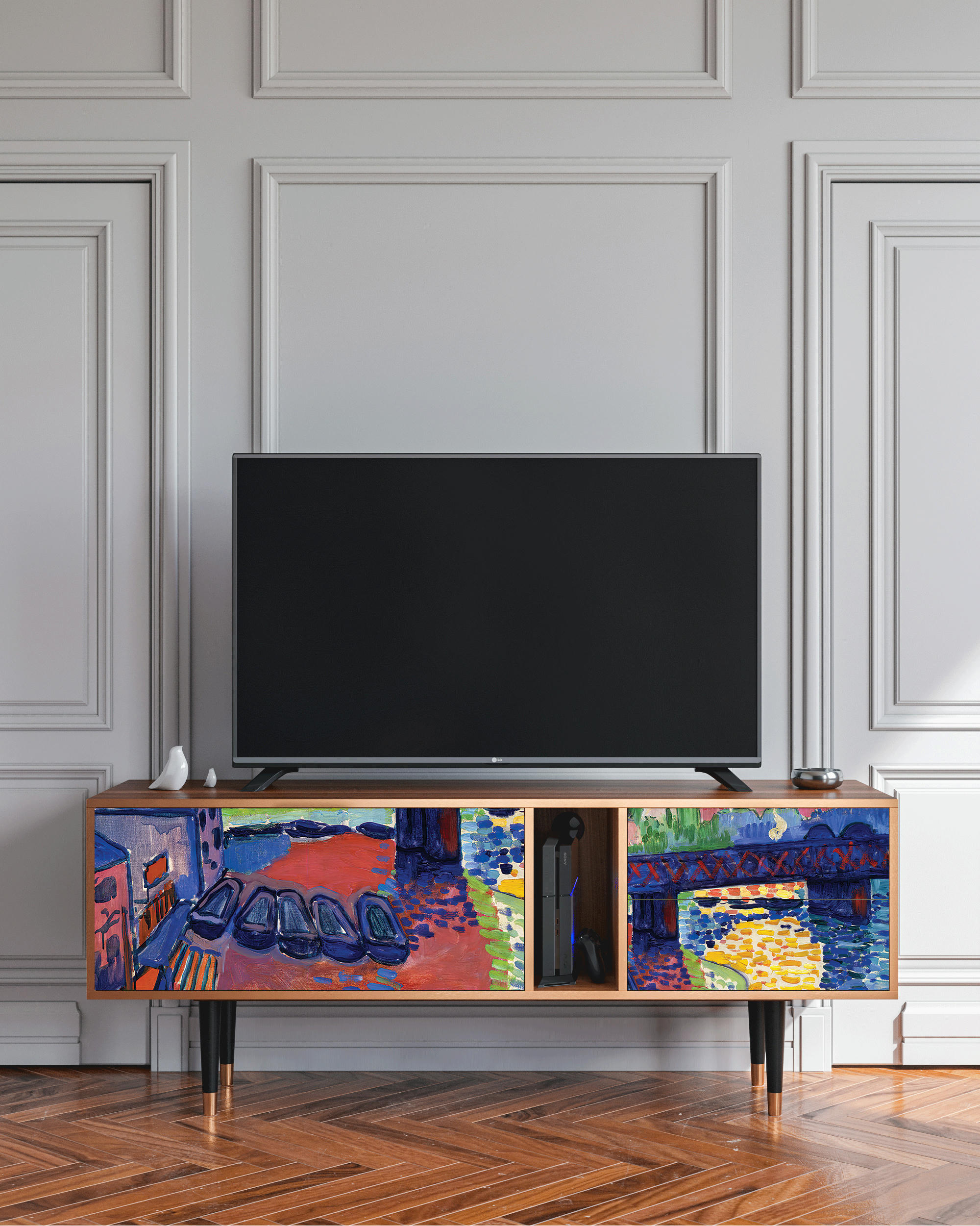 CHARING CROSS BRIDGE BY ANDRE DEAIN - Meuble TV  multicolore 2 tiroirs et 2 portes L 170 cm