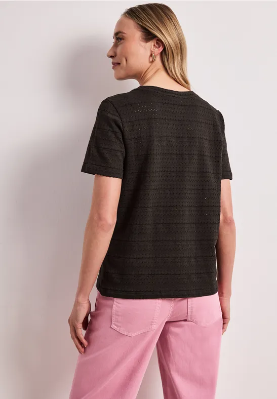 Kurzarm Shirt mit Rundhals aus Spitze