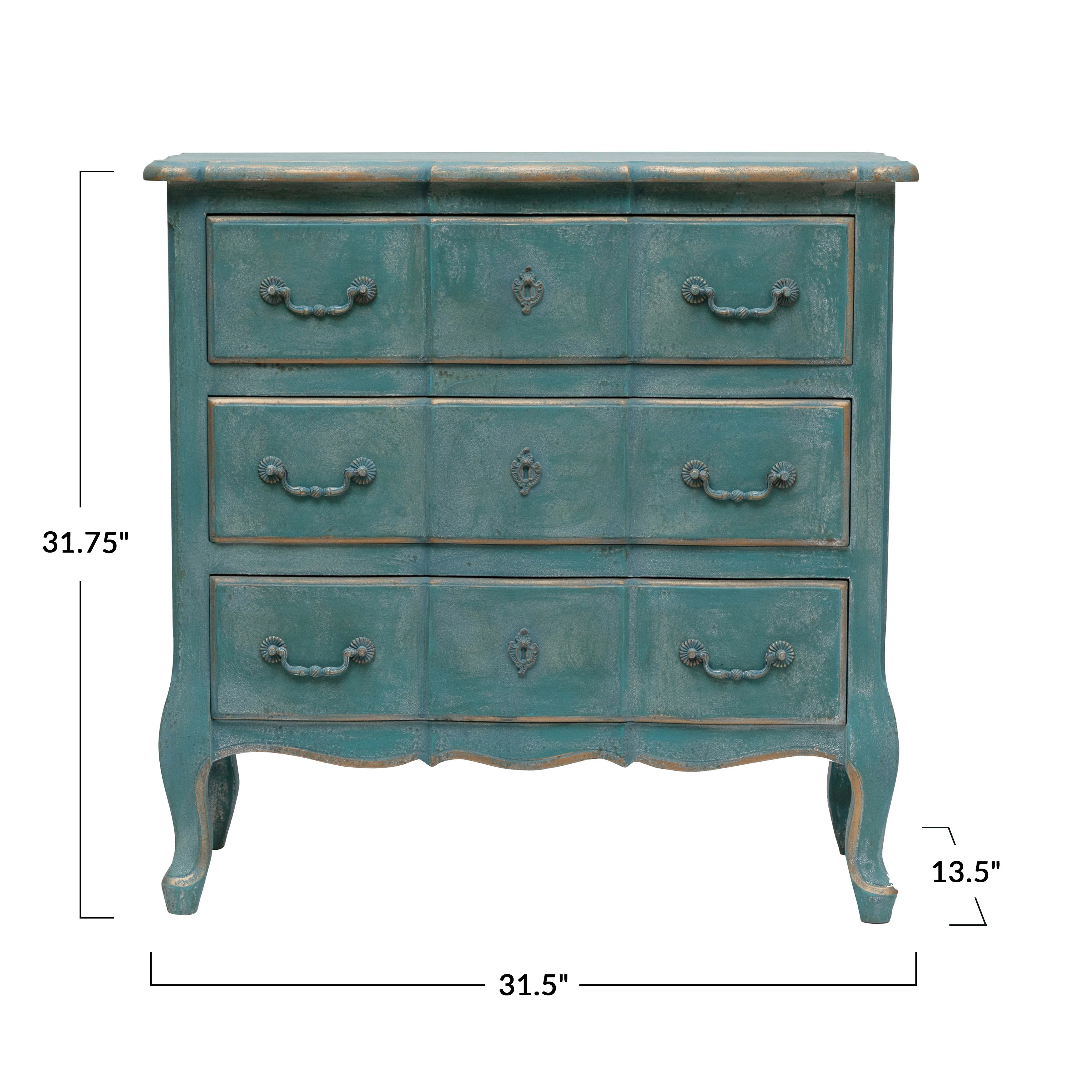 Distressed Wood 3-Drawer Dresser