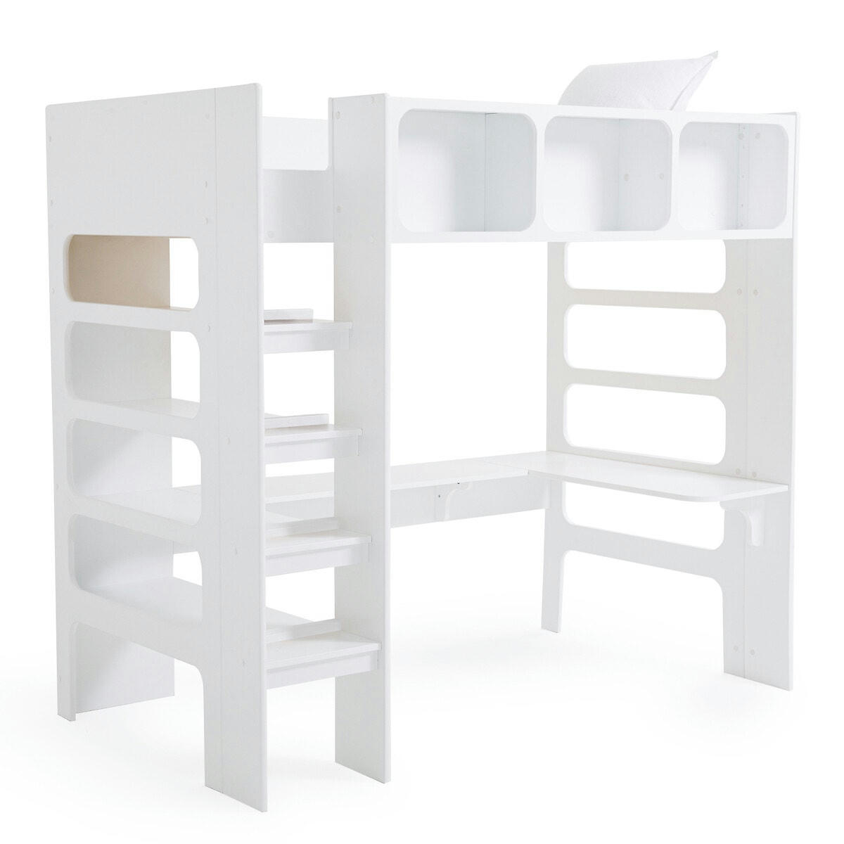 Lit mezzanine, sommier, bureau intégré Néo Duplex