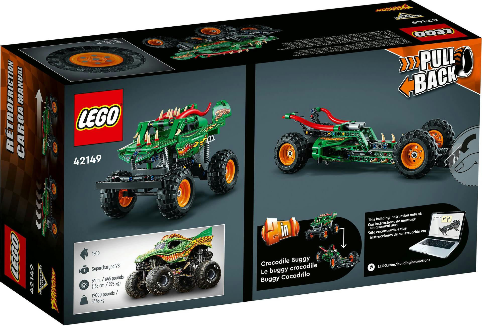 LEGO® Technic™ Monster Jam™ Dragon™ Toy Truck - 42149, 217-pcs, Ages 7+