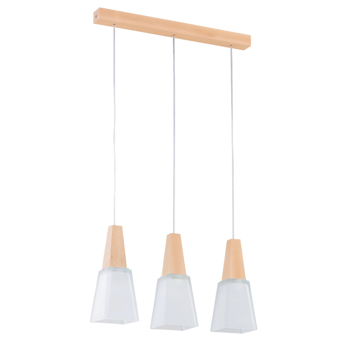 Lampa wisząca jasne drewno-biała MORINA 3xE27x15W wym: 90x11x52 cm Alfa
