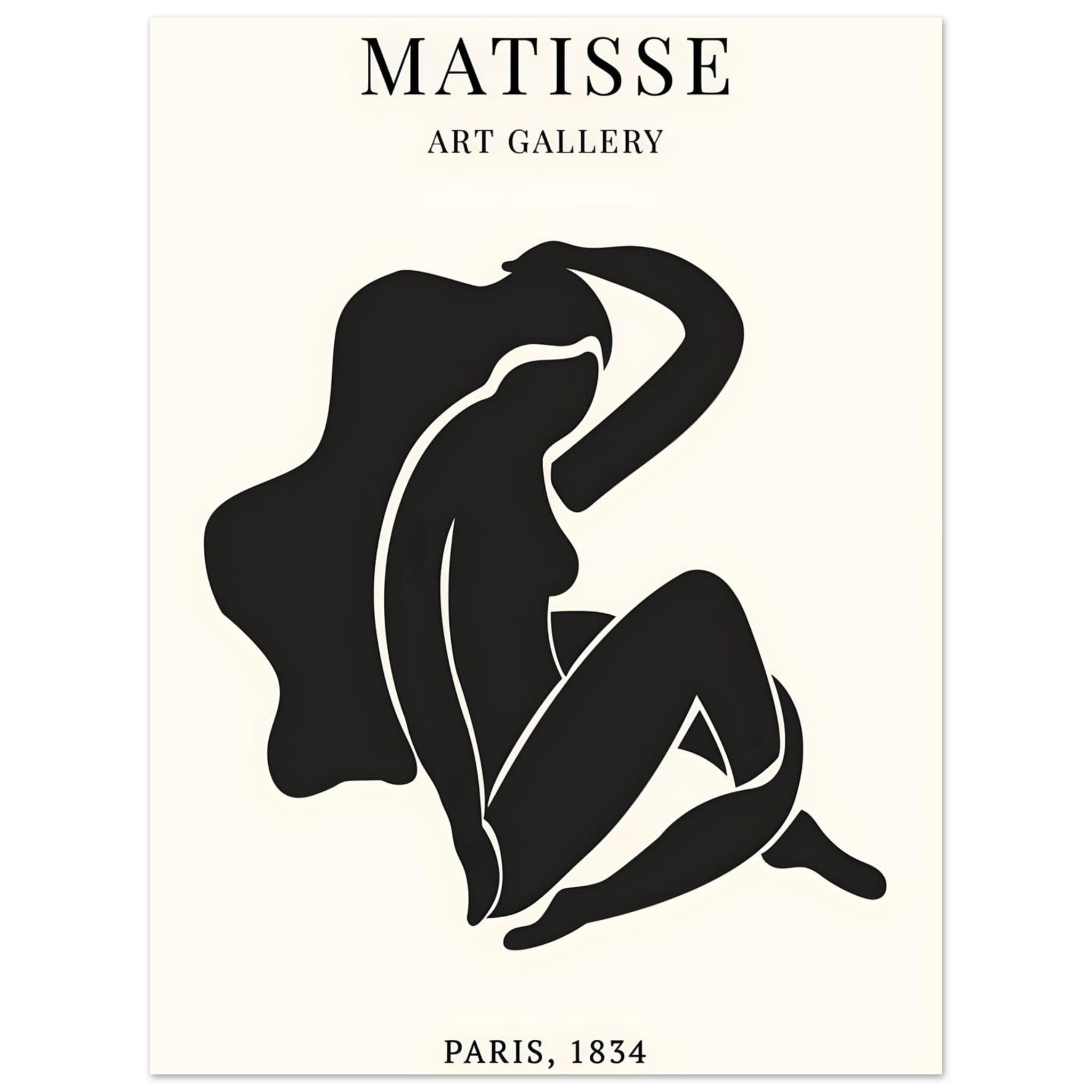 Artfulprints Poster Matisse - Art of a woman  - 30x40 cm - Zwart / Wit