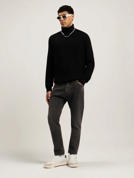 Curved Logo Tneck Sweater