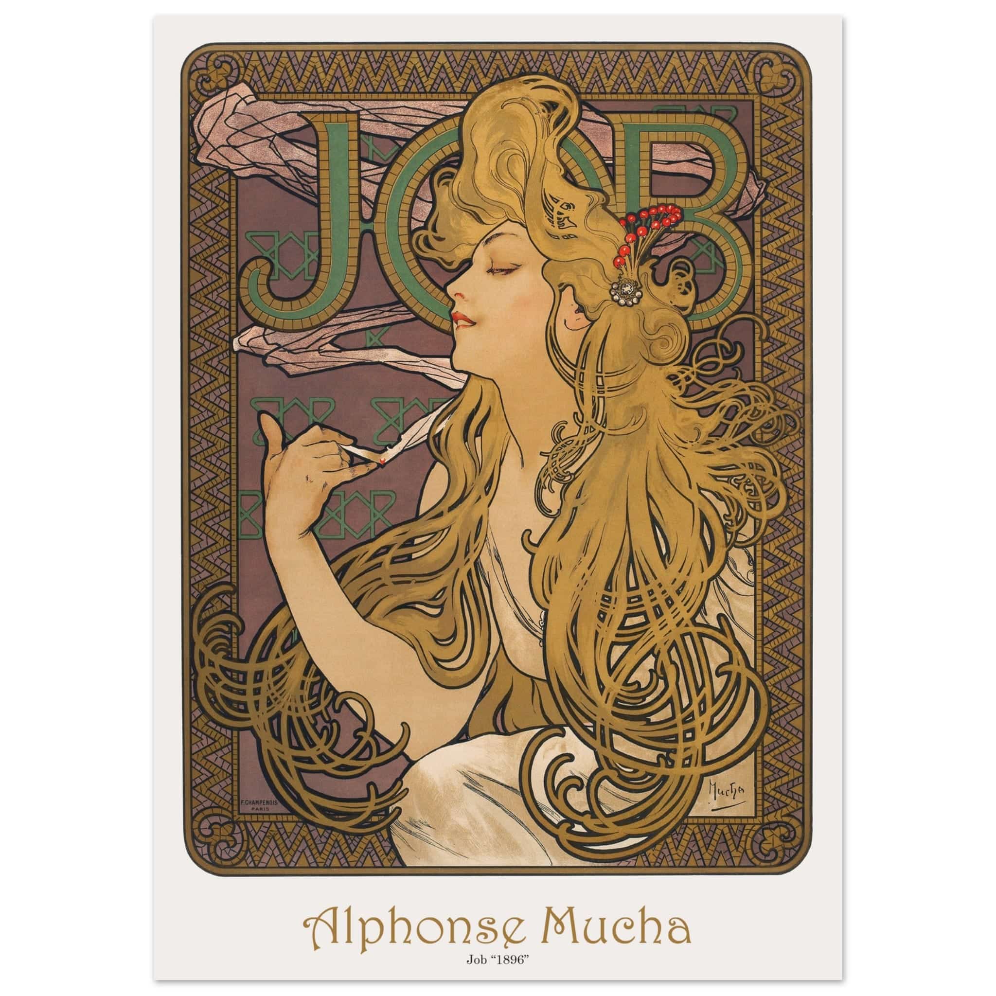 Artfulprints Poster Alphonse Mucha - Job  - 50x70 cm - Bruin