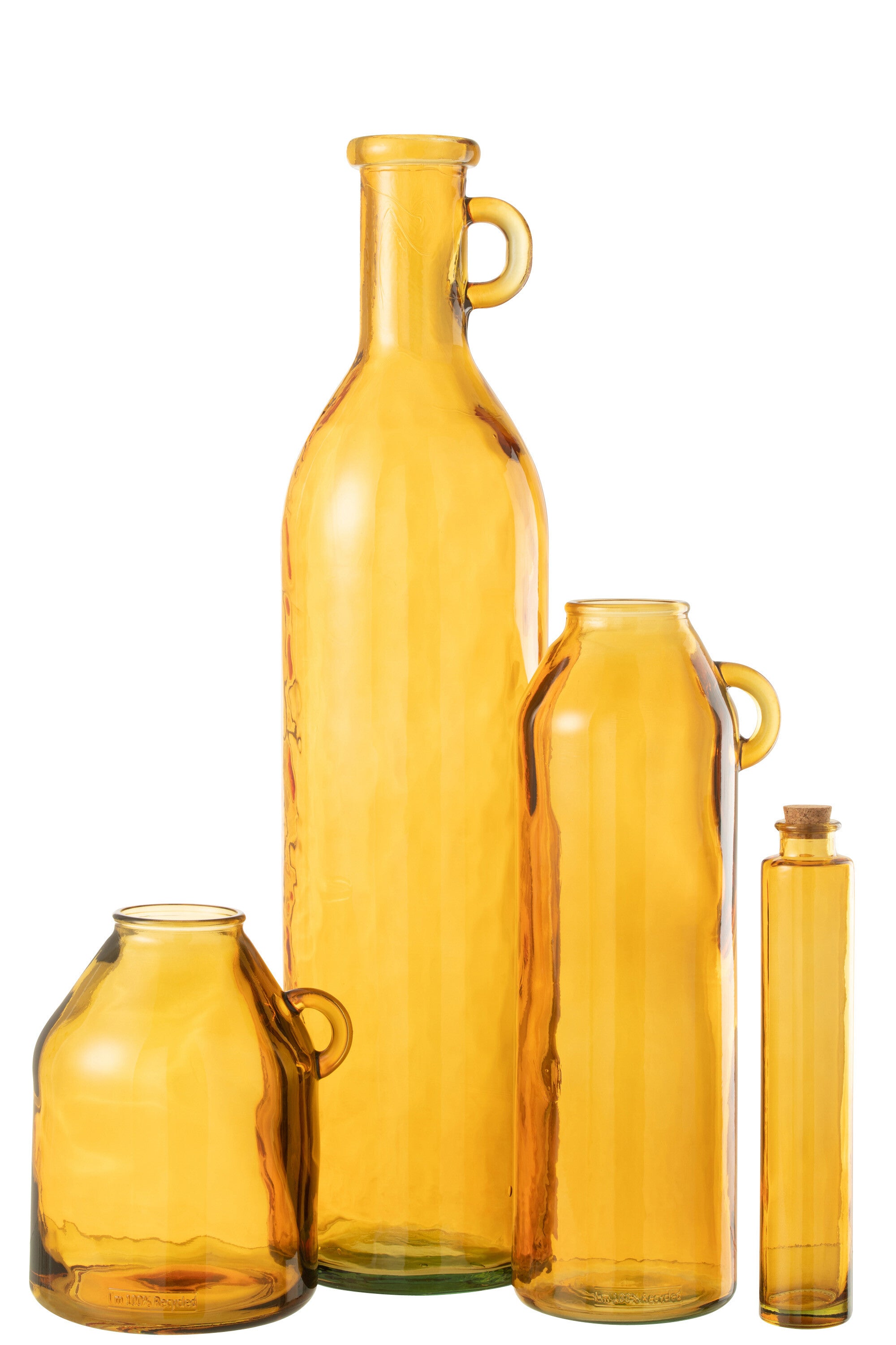 J-Line vaas Fles Cilinder - glas - oker - 75 cm hoog