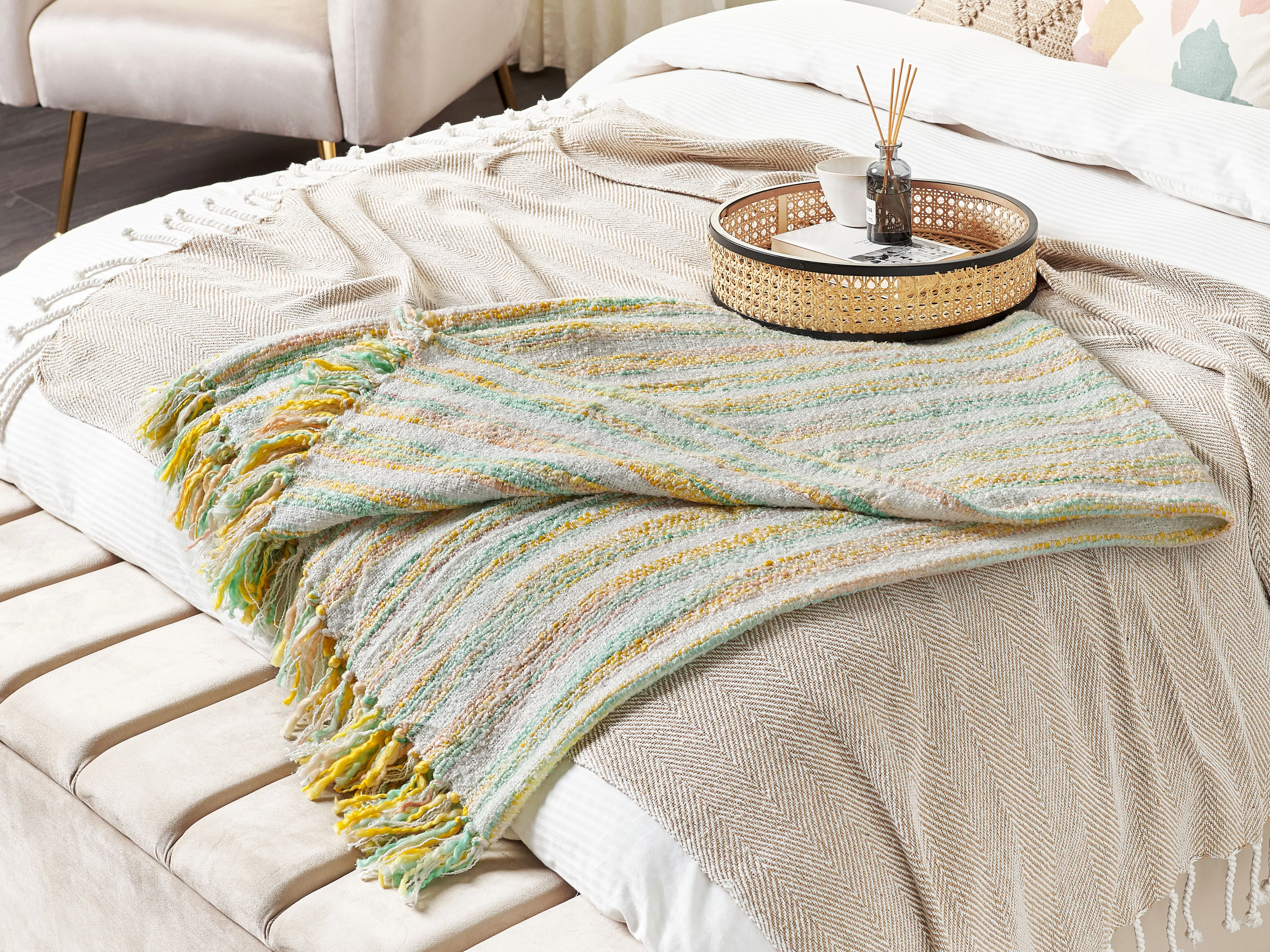 Blanket NUWAR Fabric 130 x 170 cm Yellow