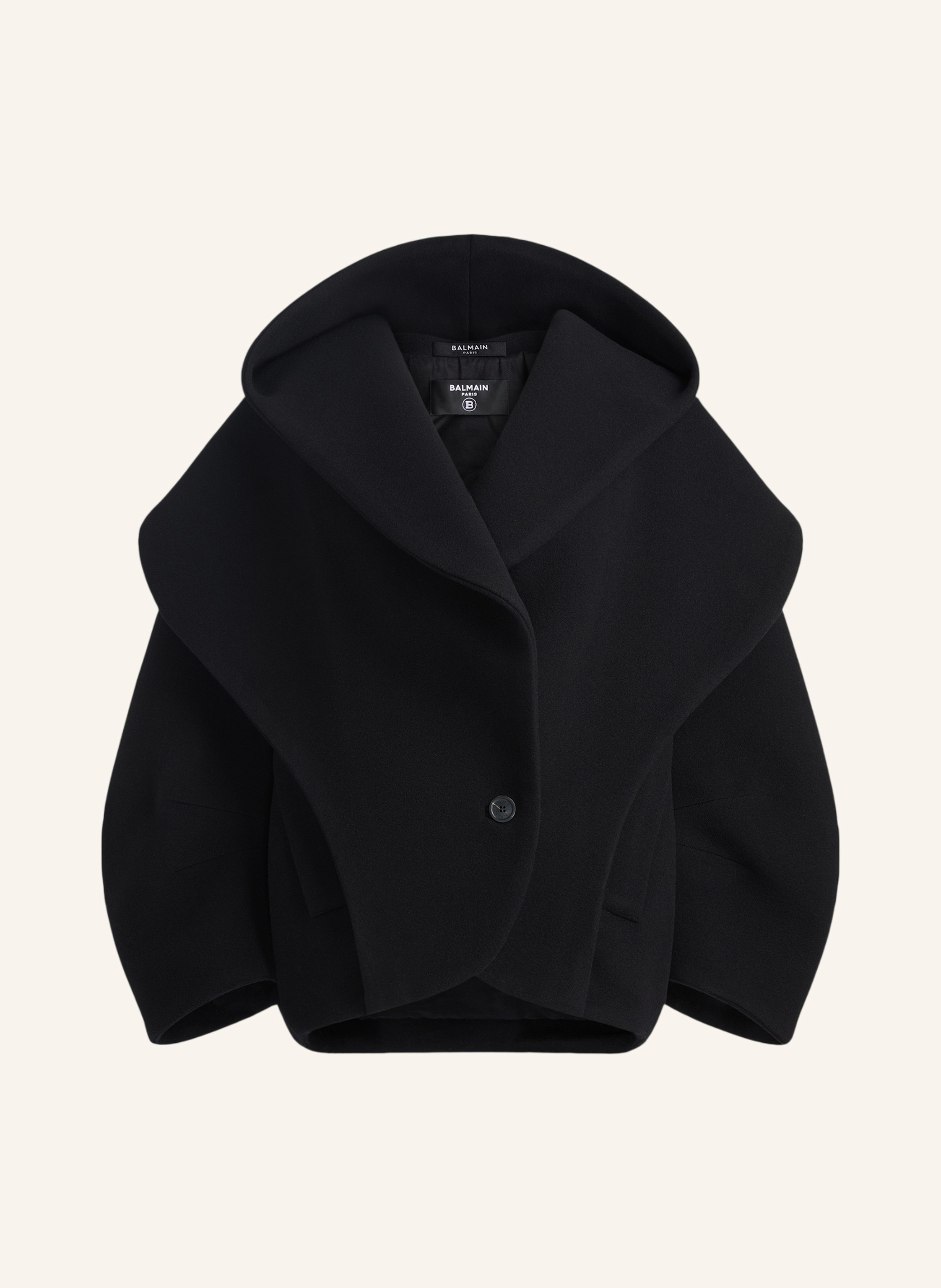 BALMAIN Oversize-Caban mit Kapuze aus Wolle