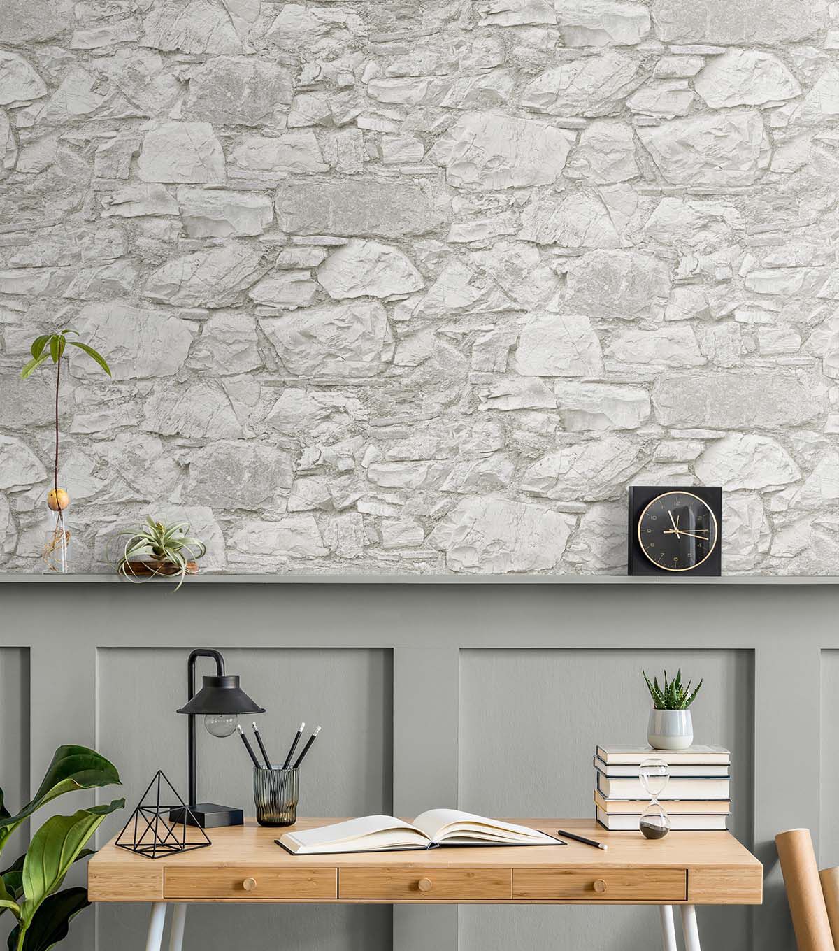 Surface Style 20.5' x 18' Chalk Stone's Throw Peel & Stick Wallpaper