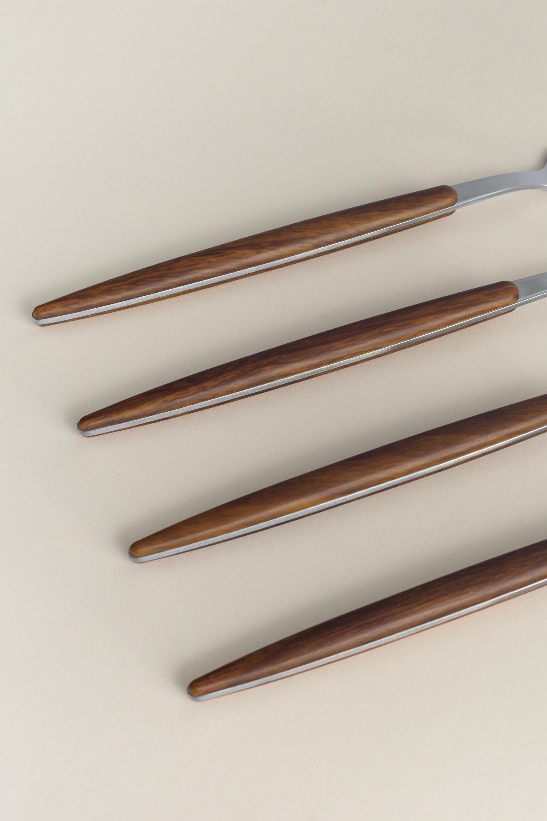 Pack 4 tenedores efecto madera