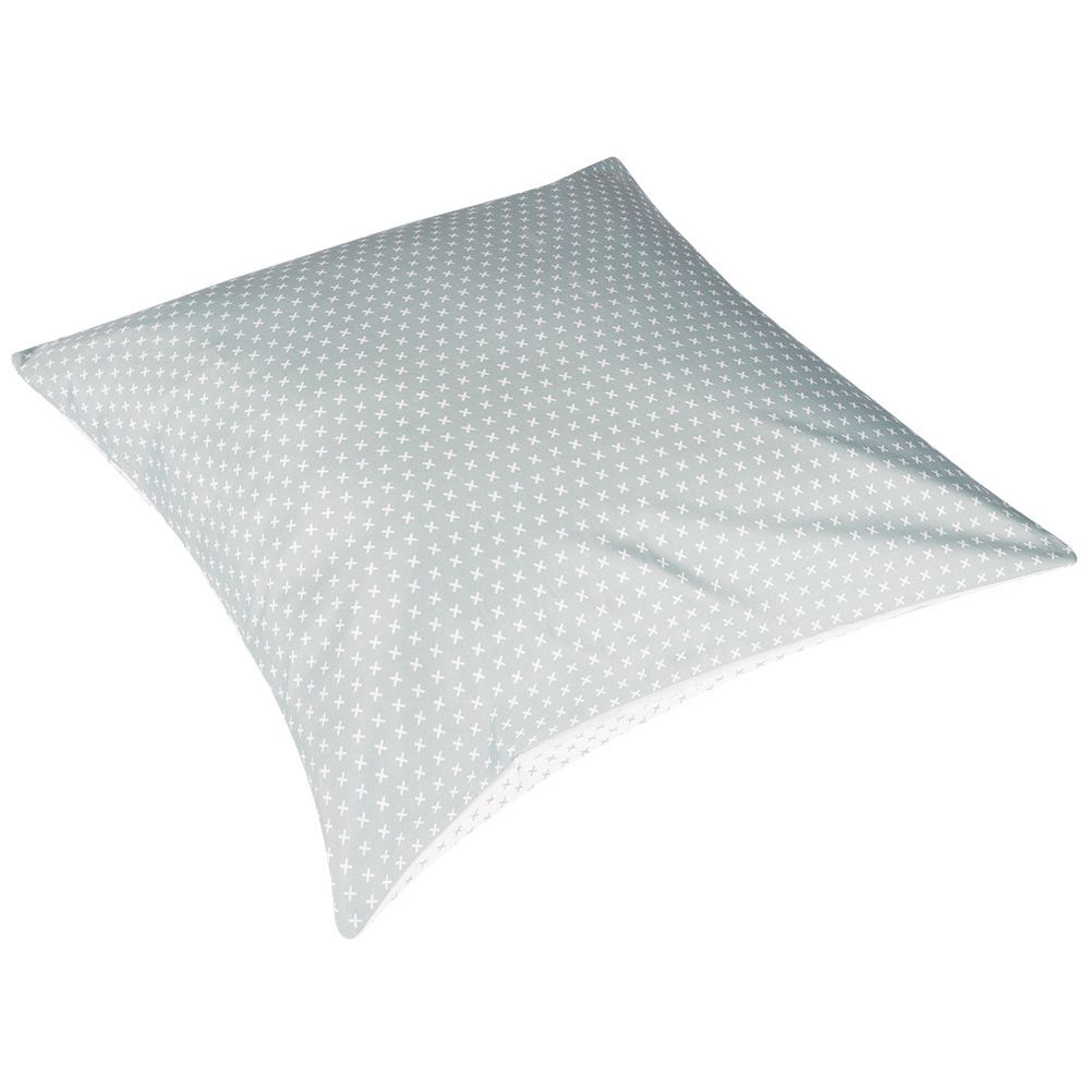 Taie d'oreiller carrée gris blanc imprimé croix x2