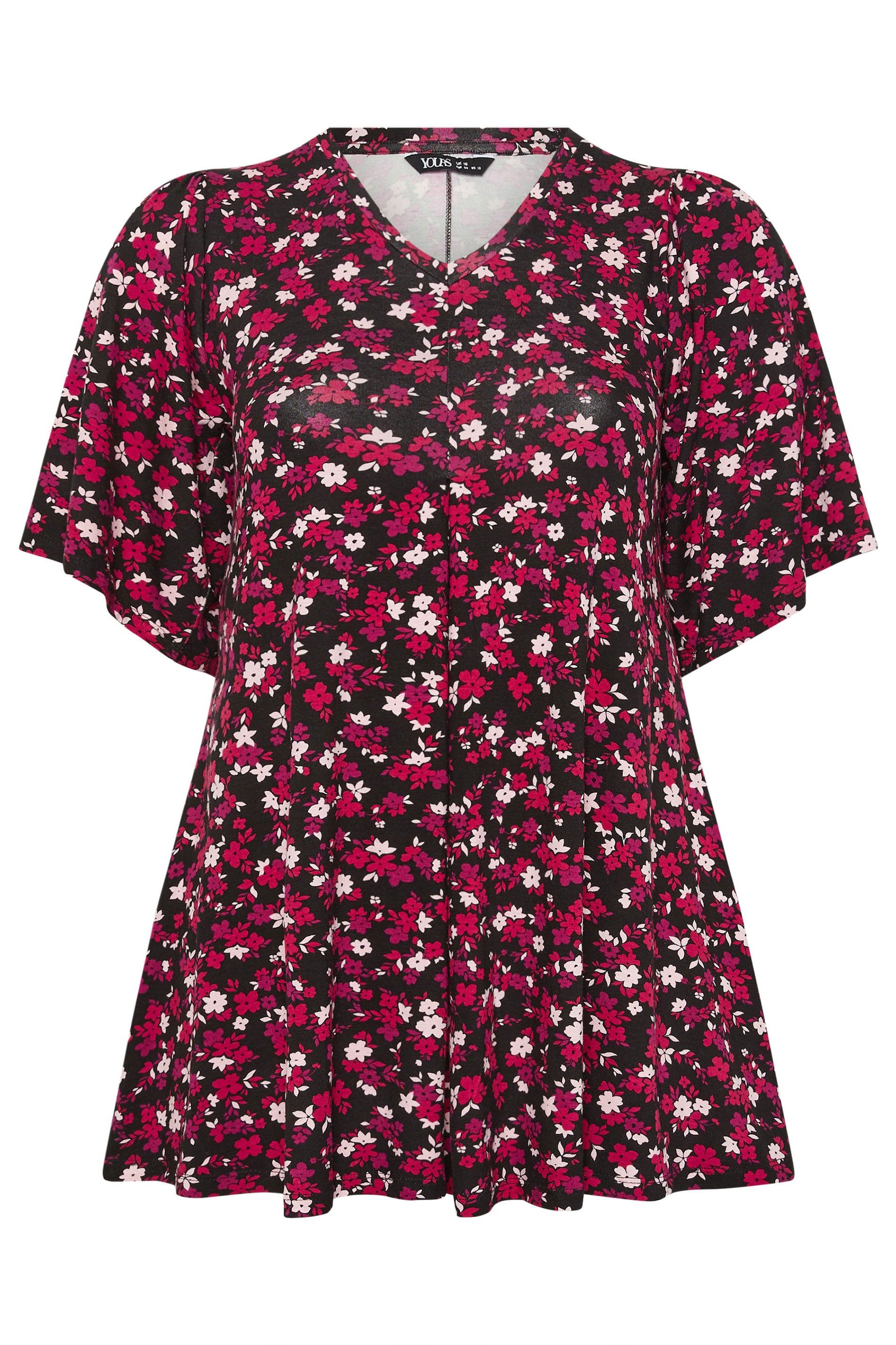Yours Floral Pleated Front Top