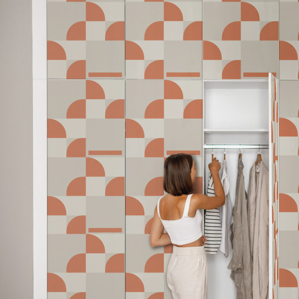 Okleina na meble Kontrastowe półkola 50x100 Folia samoprzylepna