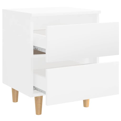 NNEVL Bed Cabinets & Pinewood Legs 2 pcs High Gloss White 40x35x50cm