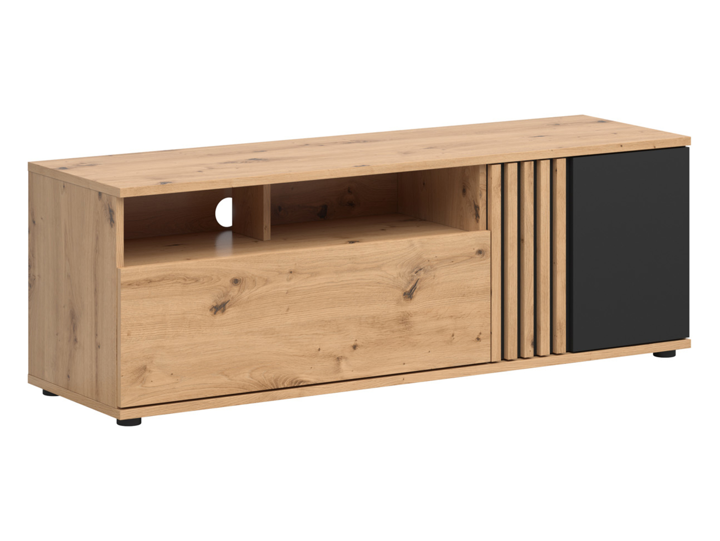 Szafka RTV Vabres 135 cm z drzwiami i szufladą dąb artisan lamele