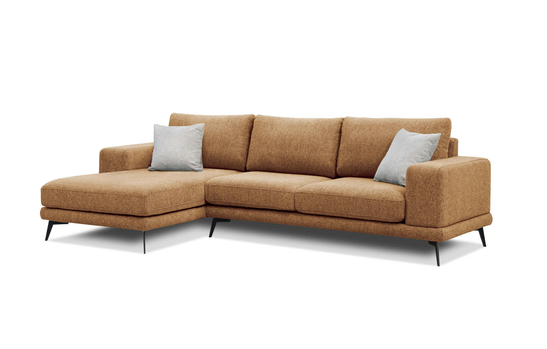 MEDIOLANE - Canapé d'angle gauche 4 places tissu orange