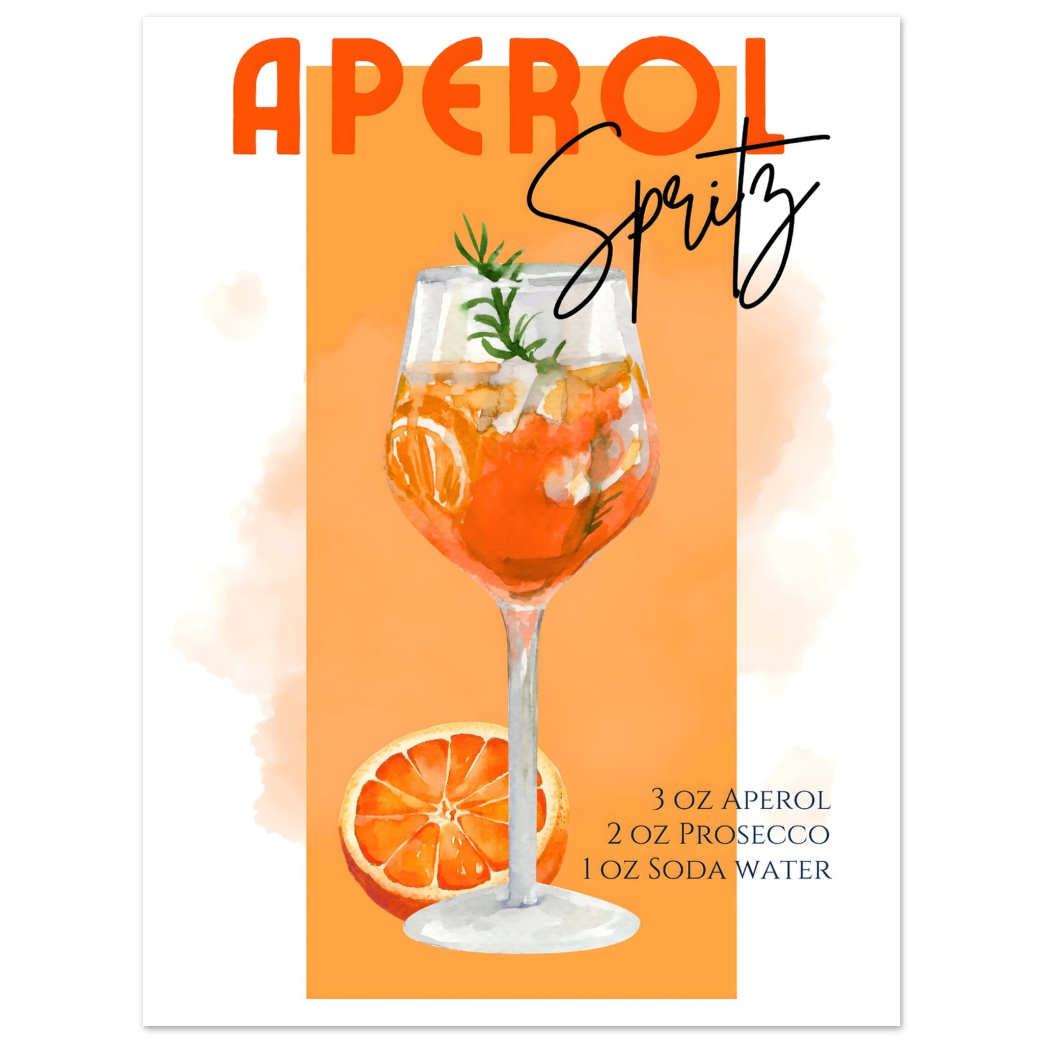 Artfulprints Poster Aperol Spritz - Orange  - 30x40 cm - Oranje