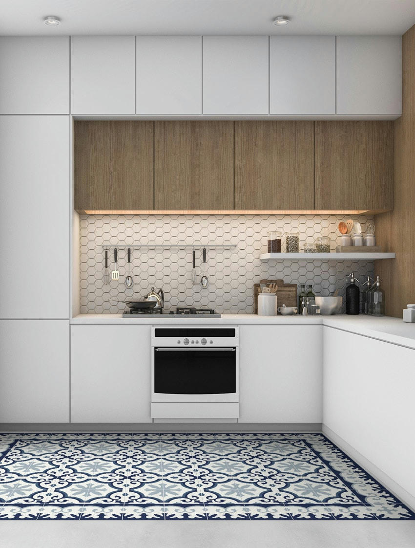 BARCELONE - Tapis en vinyle Avenir Blue bleu 80x120