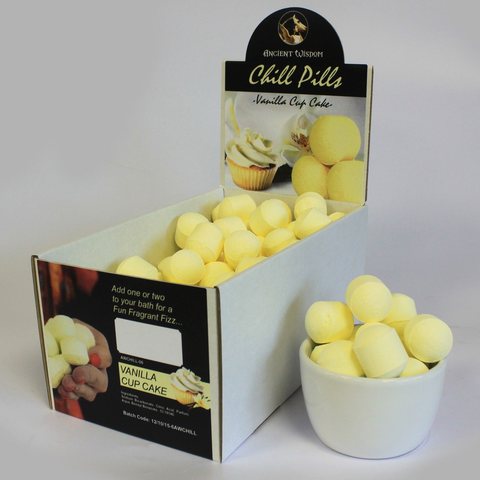 KDMD 1.3Kg Box of Chill Pills (Mini Bath Bombs) - Vanilla Cup Cake