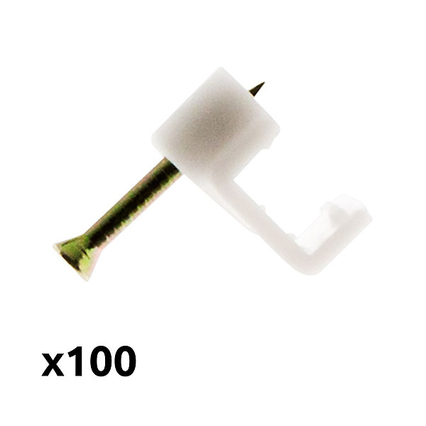 Lot de 100 crochets de fixation diamètre 1mm - Blanc - Zenitech