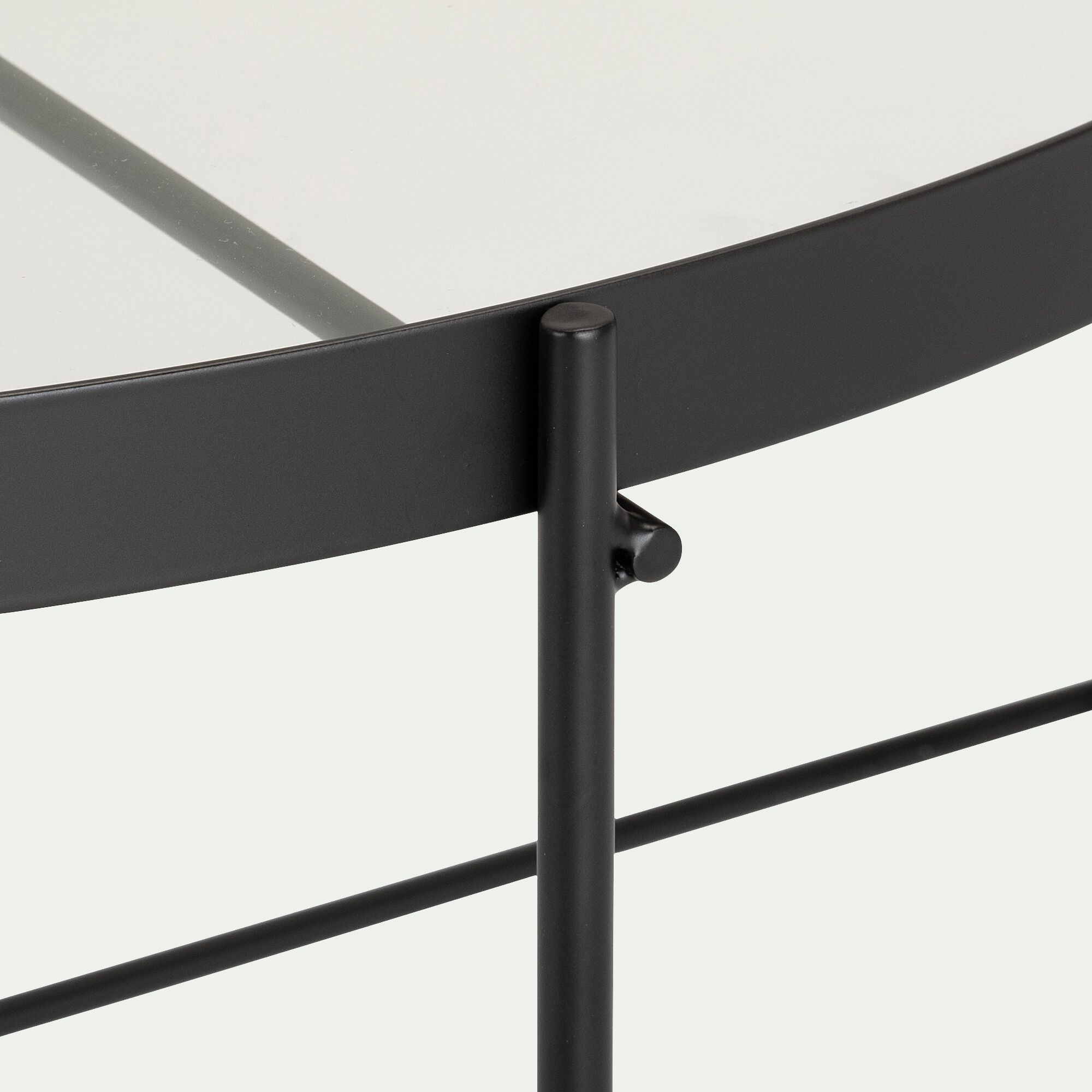 LOUKIA - Table basse ronde en acier et verre trempé - noir D72,6xH40cm