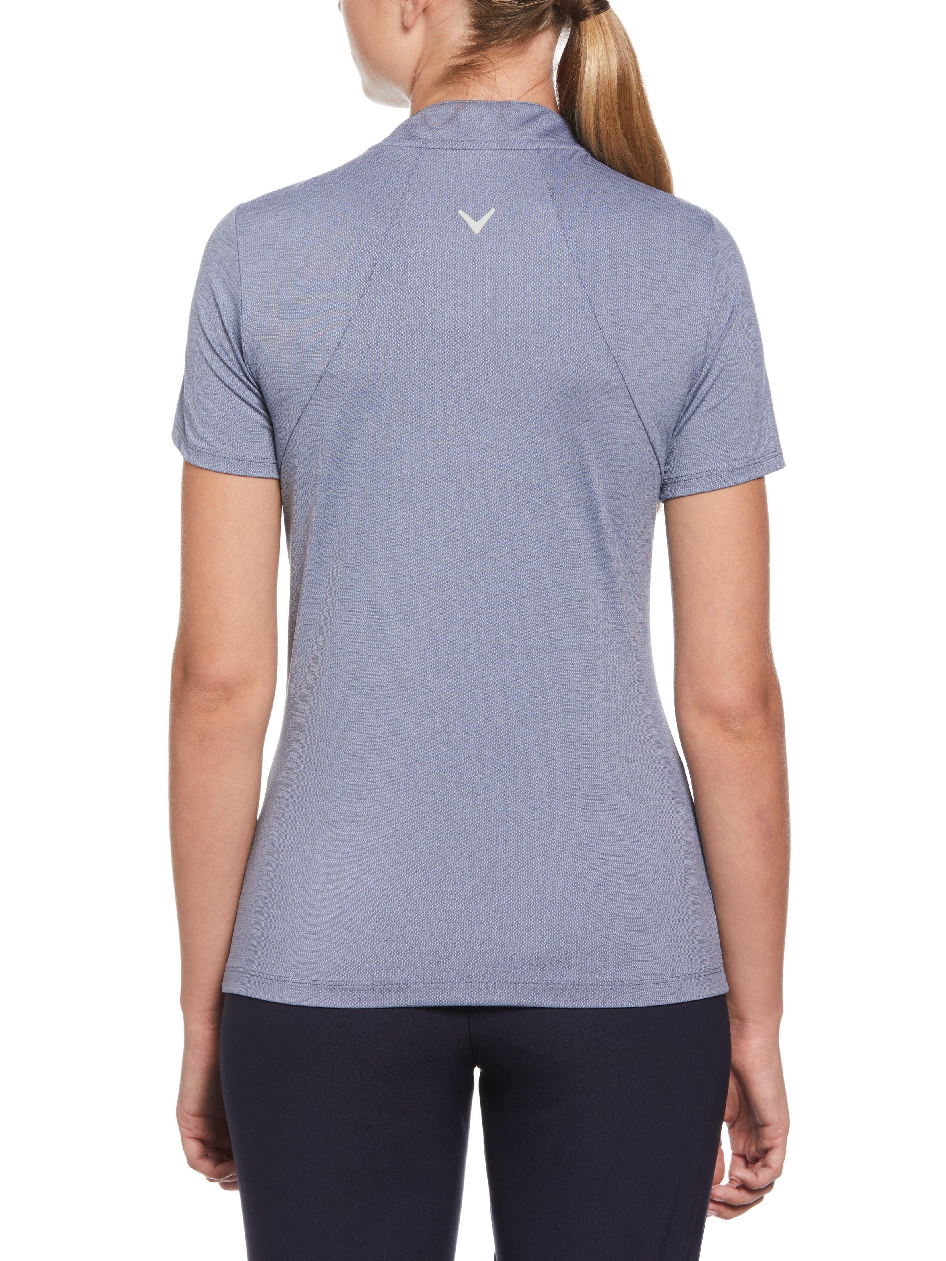 Womens Tonal Texture Heather Polo Top