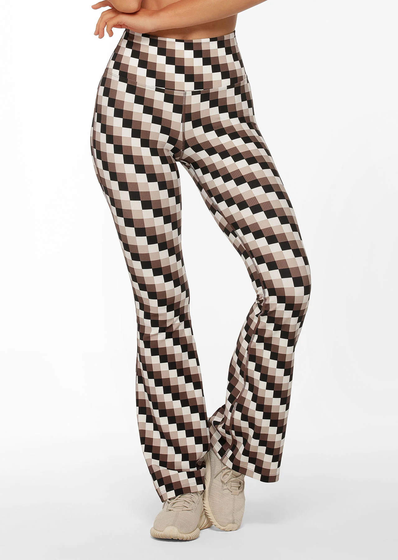 Retro Check Ribbed Flares