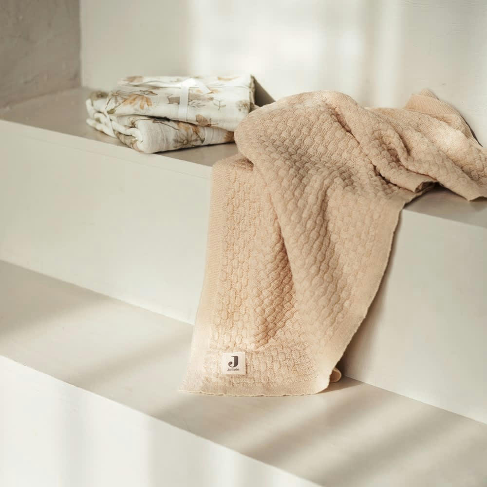 - Couverture en tricot Weave Knit Merino wool Oatmeal (75 x 100 cm)