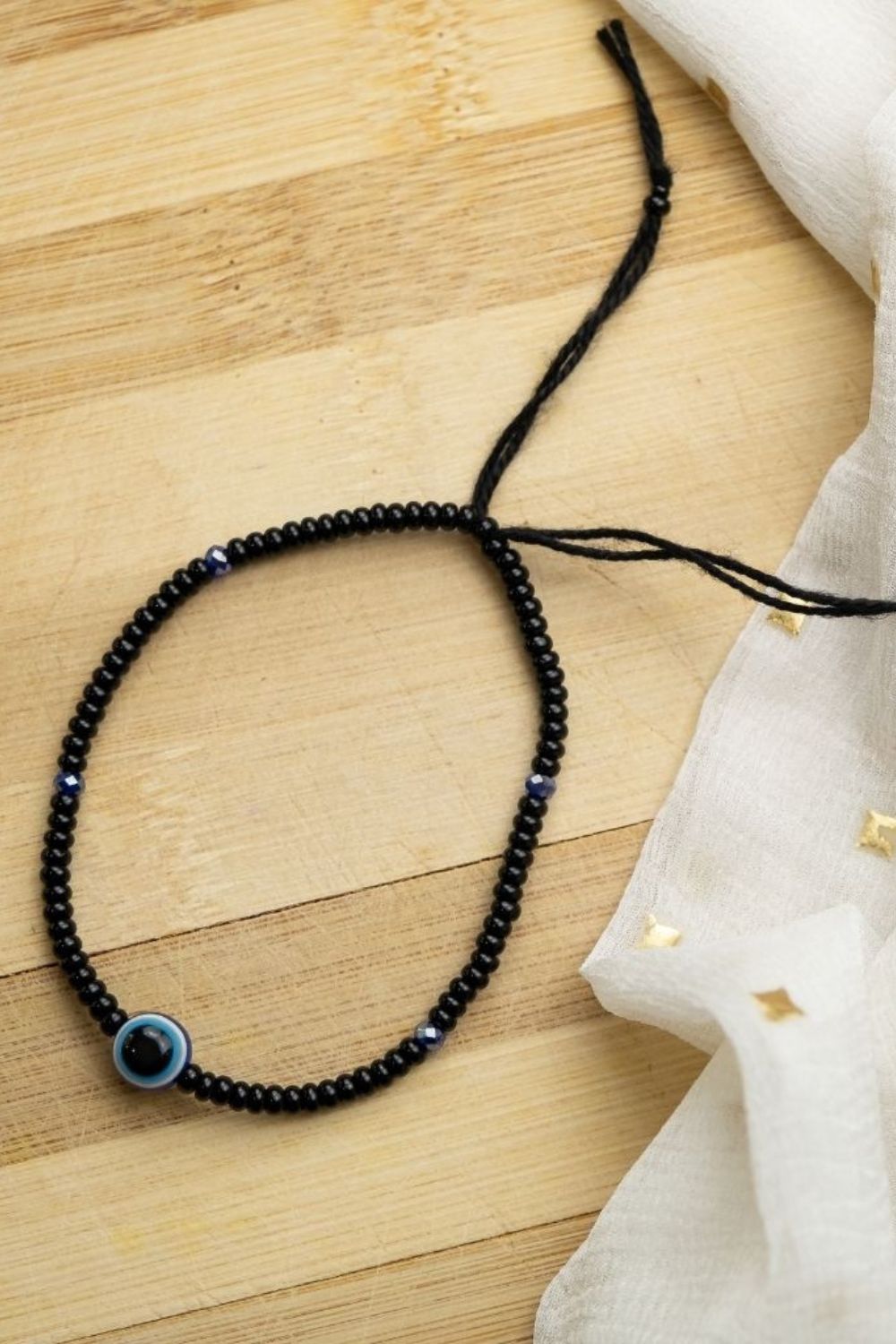 The Colourful Aura Adjustable Blue Evil Eye Black Nazar Lucky Eye Asian Everyday Dainty Bracelet