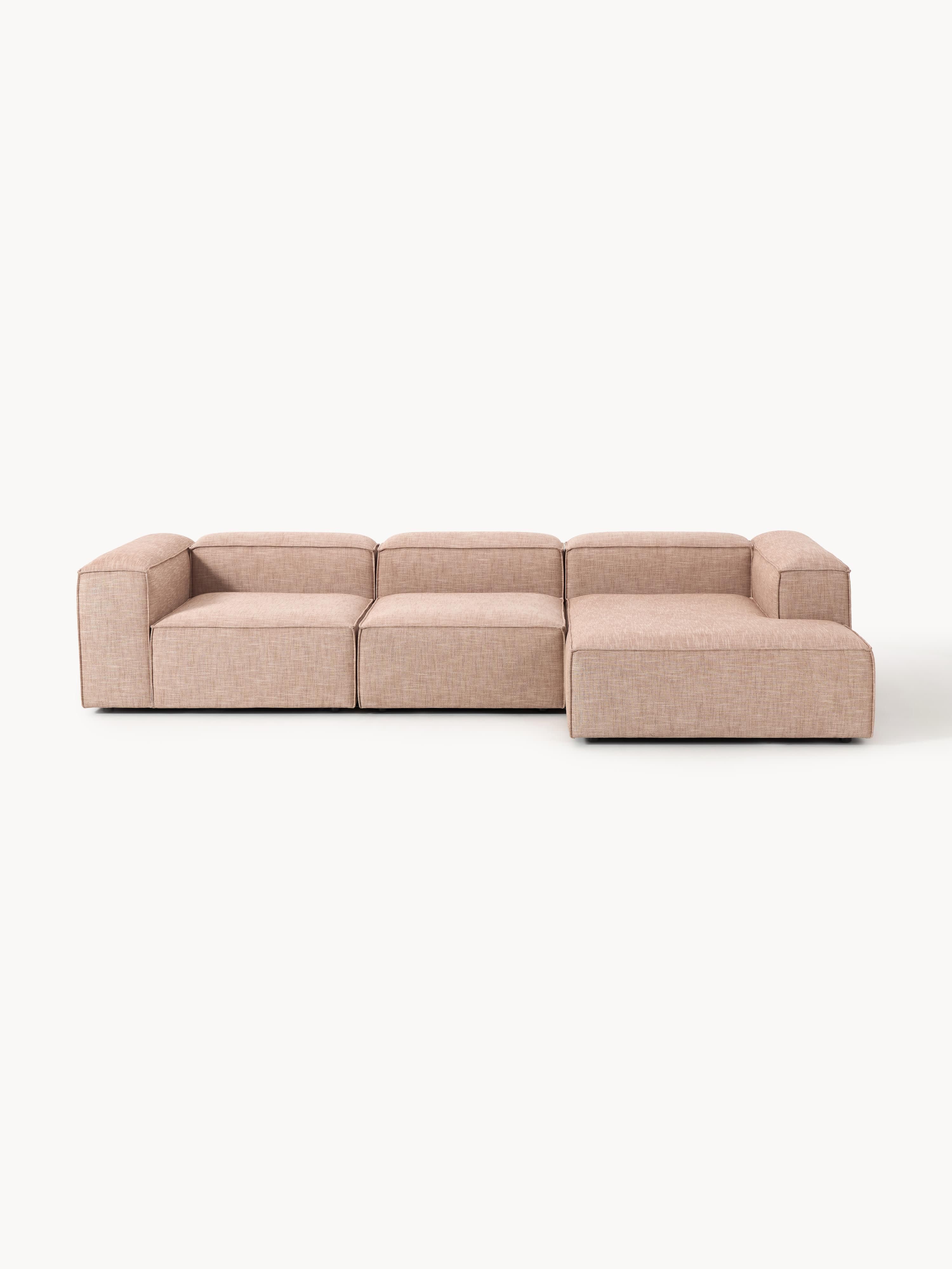 Modulares Ecksofa Lennon (4-Sitzer) aus Leinen-Mix
