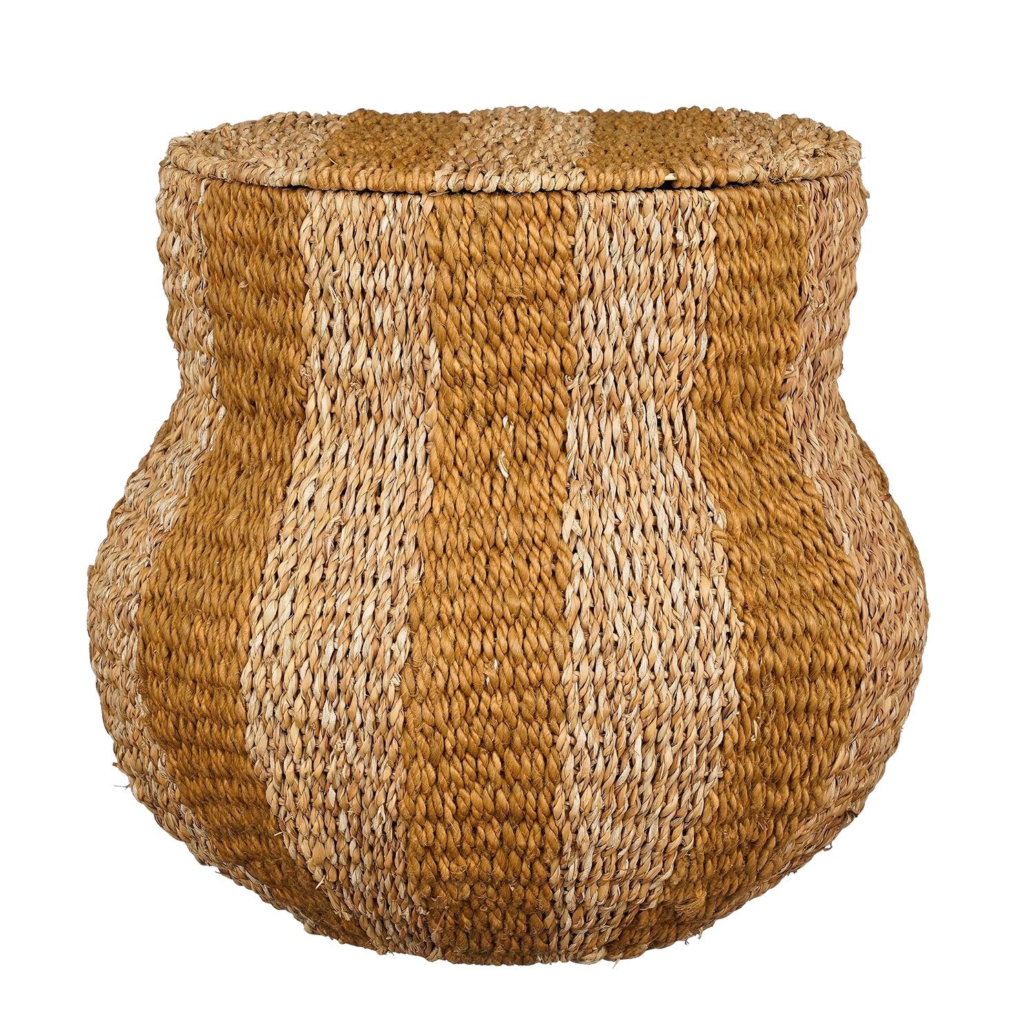 Mica Decorations Tacoma Opbergmand met Deksel - H47 x Ø50 cm - Jute - Geel