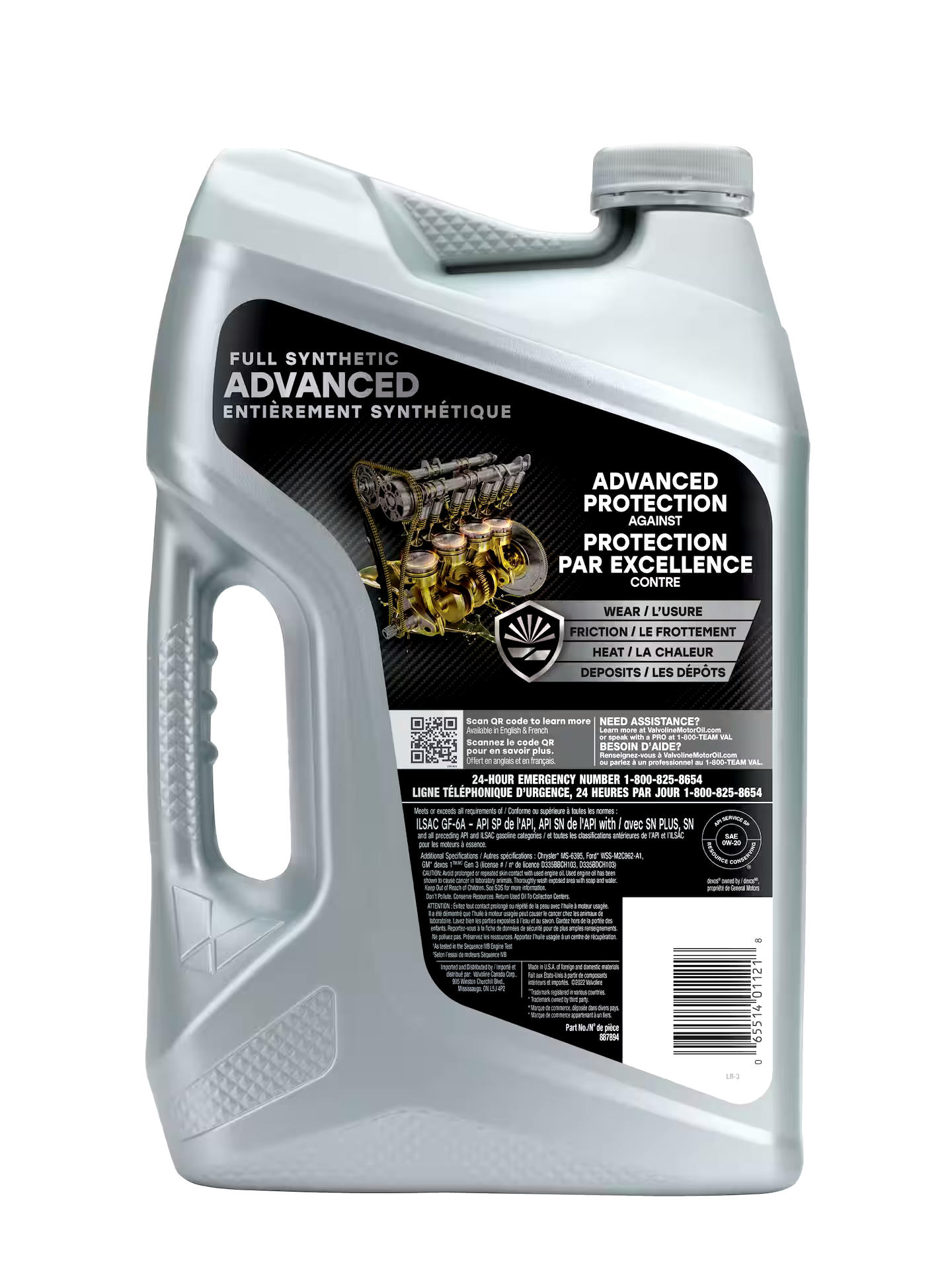 Valvoline Advanced 0W20 Full Synthetic Engine/Motor Oil, 5-L