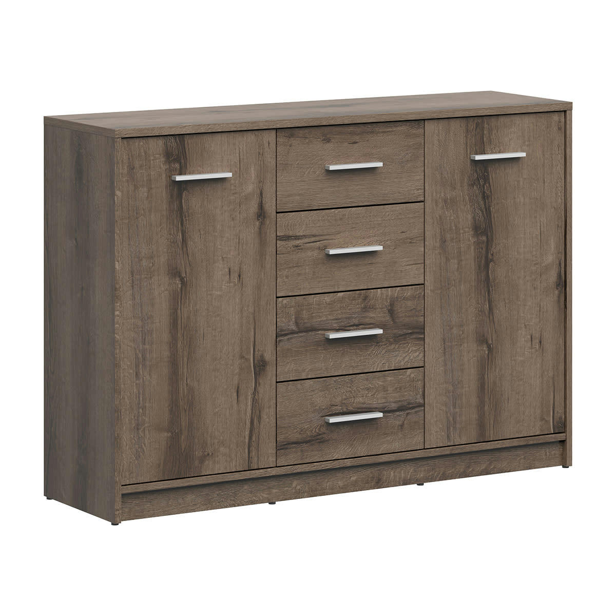 - Buffet 2 portes 4 tiroirs stratifiés naturel foncé