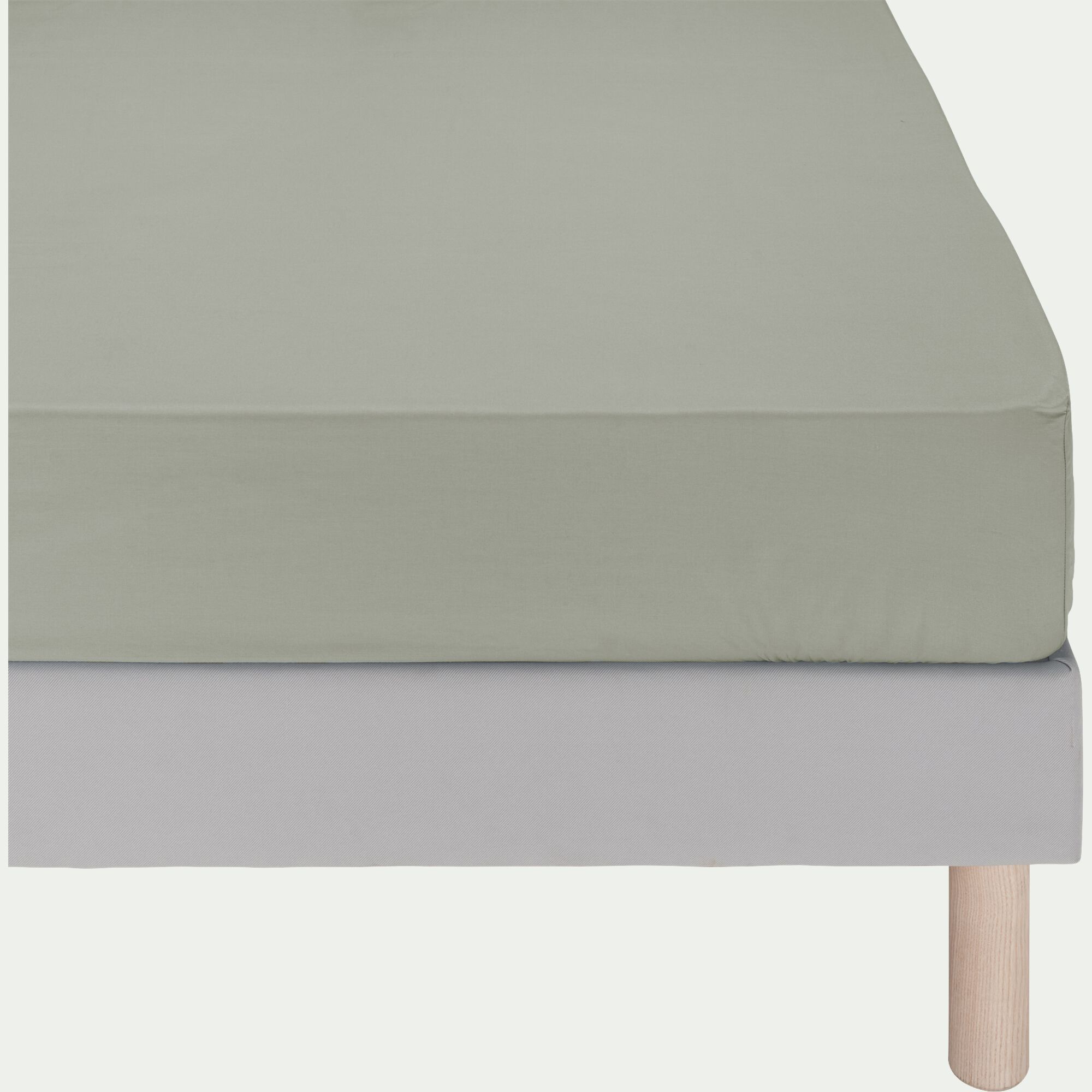 EOLI - Drap housse en coton 90x200cm B30cm - vert olivier