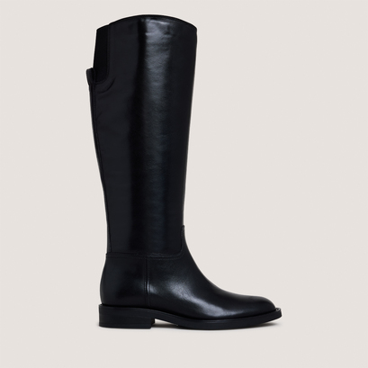 Bottes à bouts rondsen cuir noir | CATHY