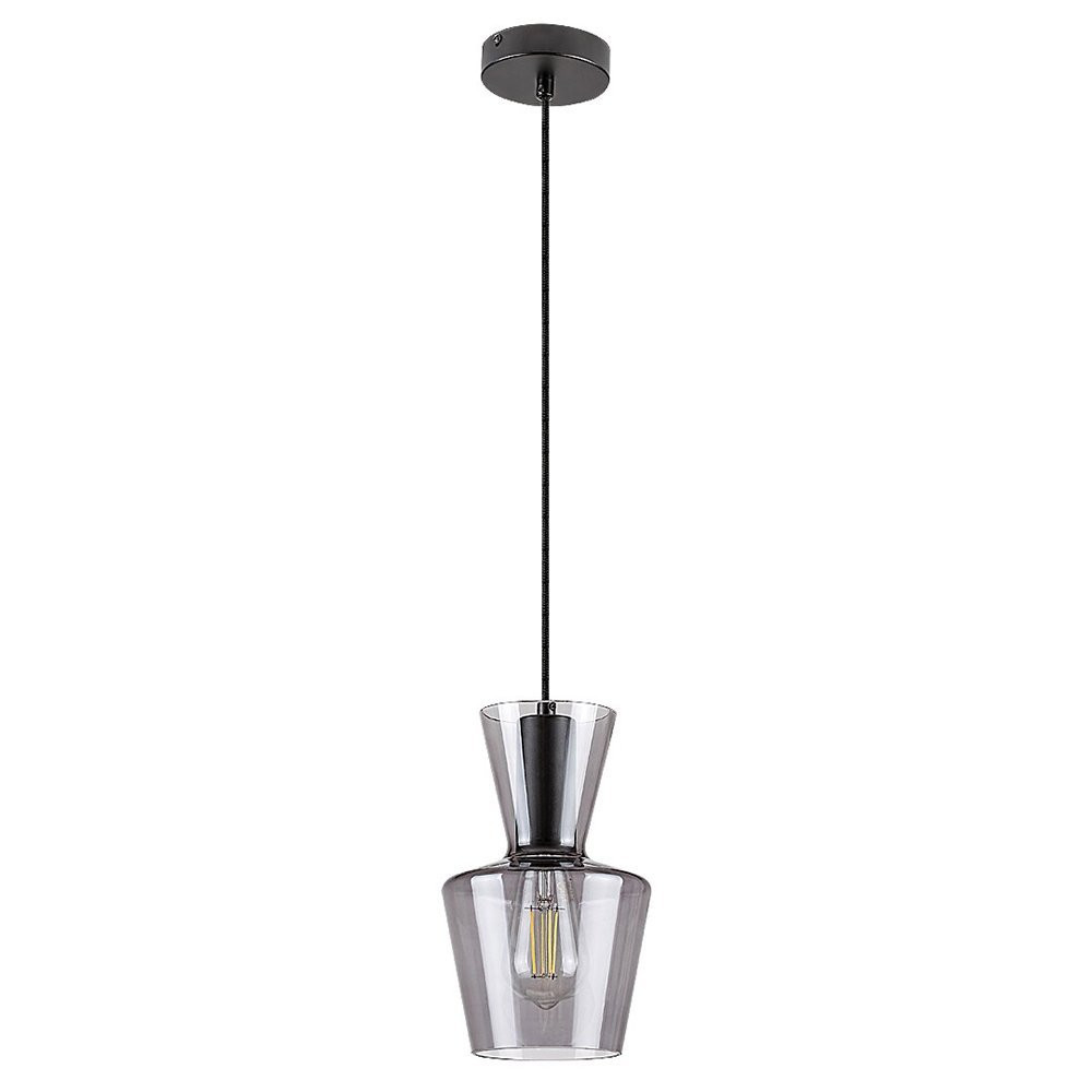 Lampa wisząca czarny matowa-szkło dymne Abra 1xE27x60W Rabalux