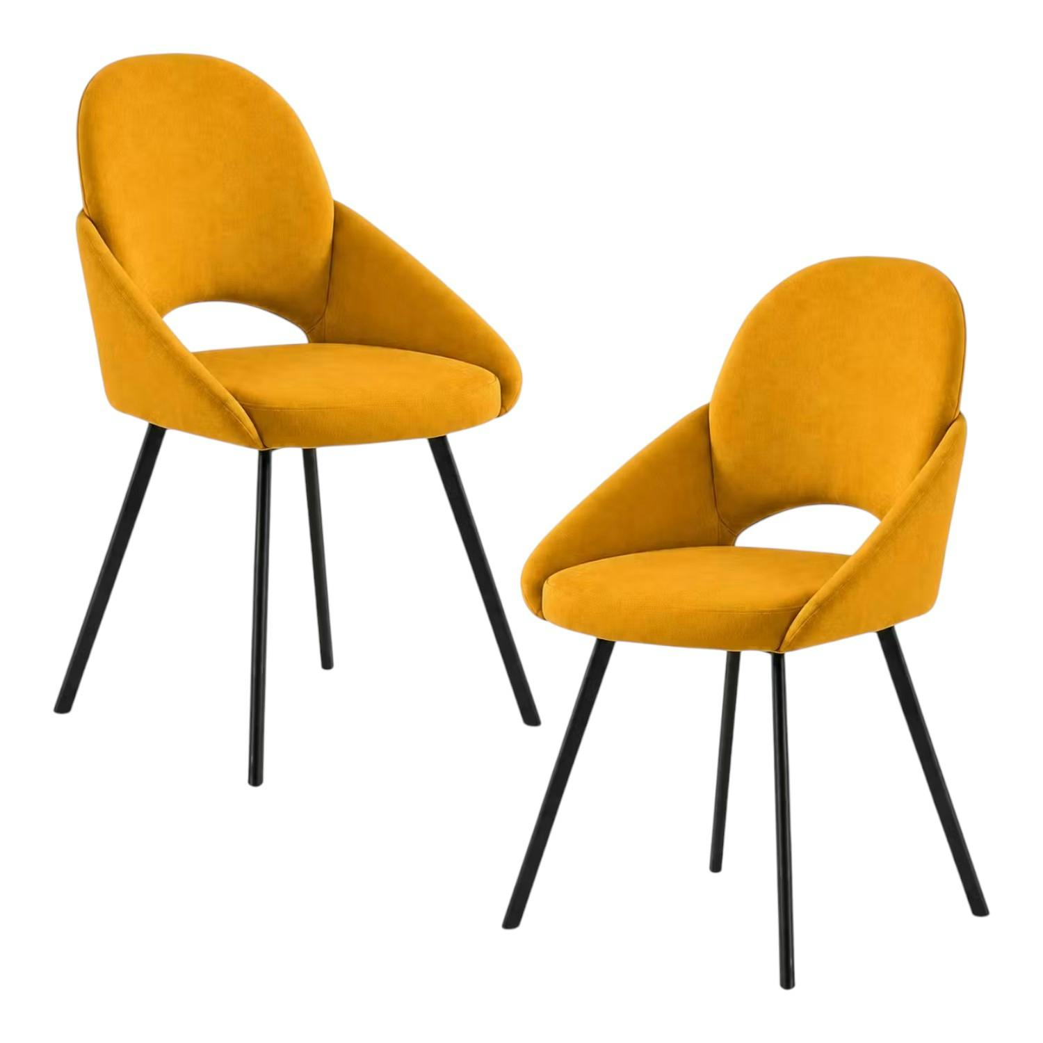 Chaise moutarde à accoudoirs intégrés (x2) AUREN